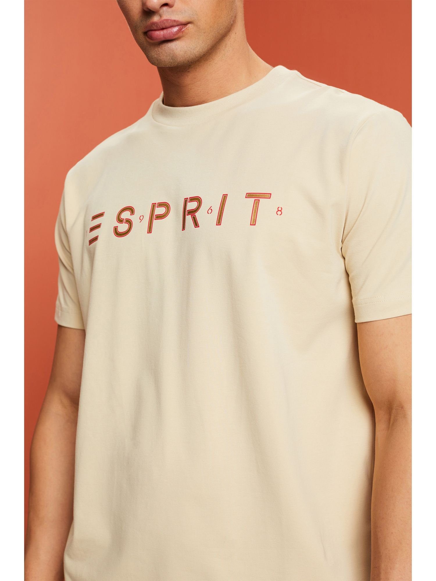 Esprit BEIGE (1-tlg) T-Shirt aus Logo-T-Shirt Baumwolljersey