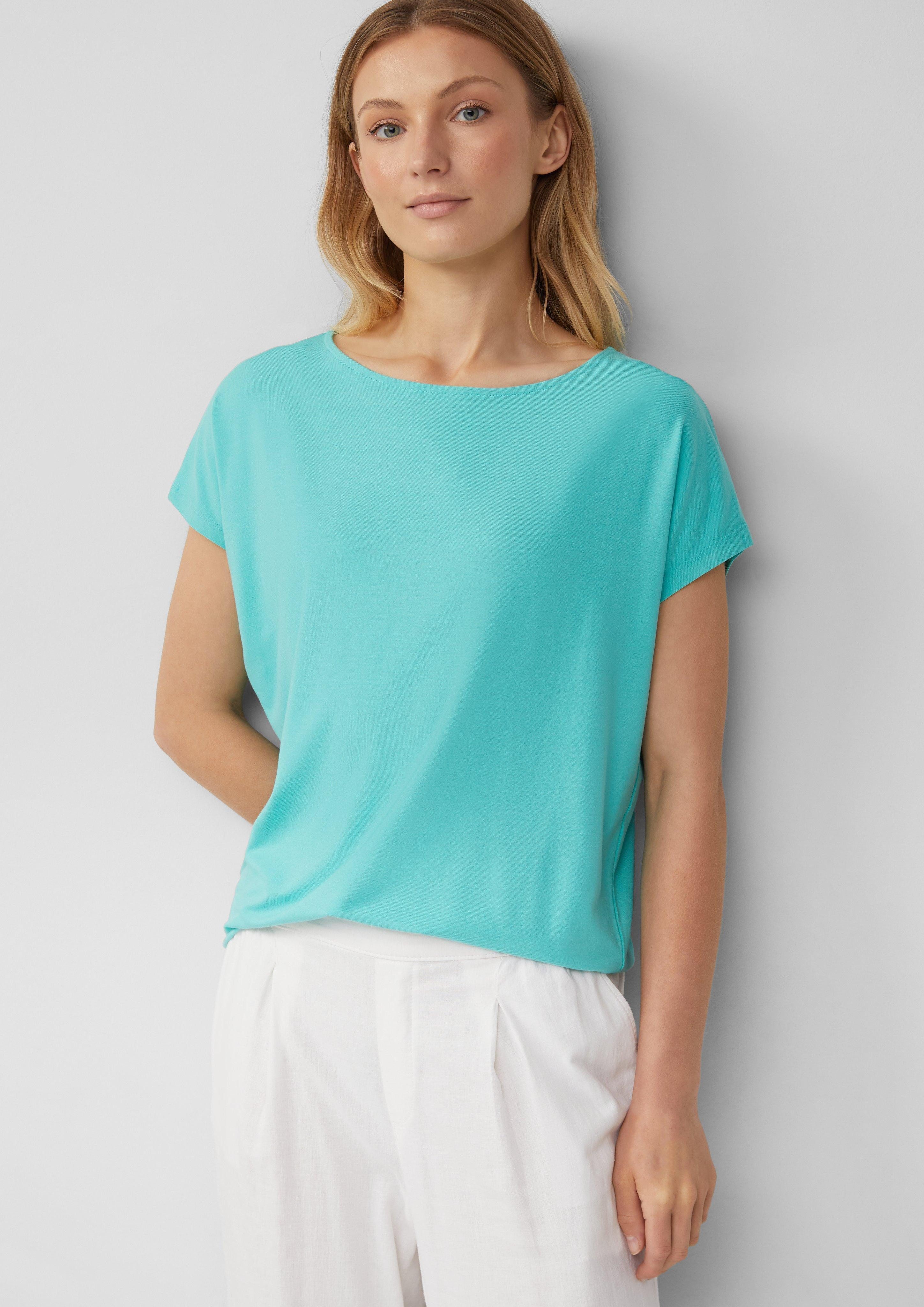 s.Oliver Shirttop Fließendes Jersey-Shirt mit überschnittenen günstig online kaufen