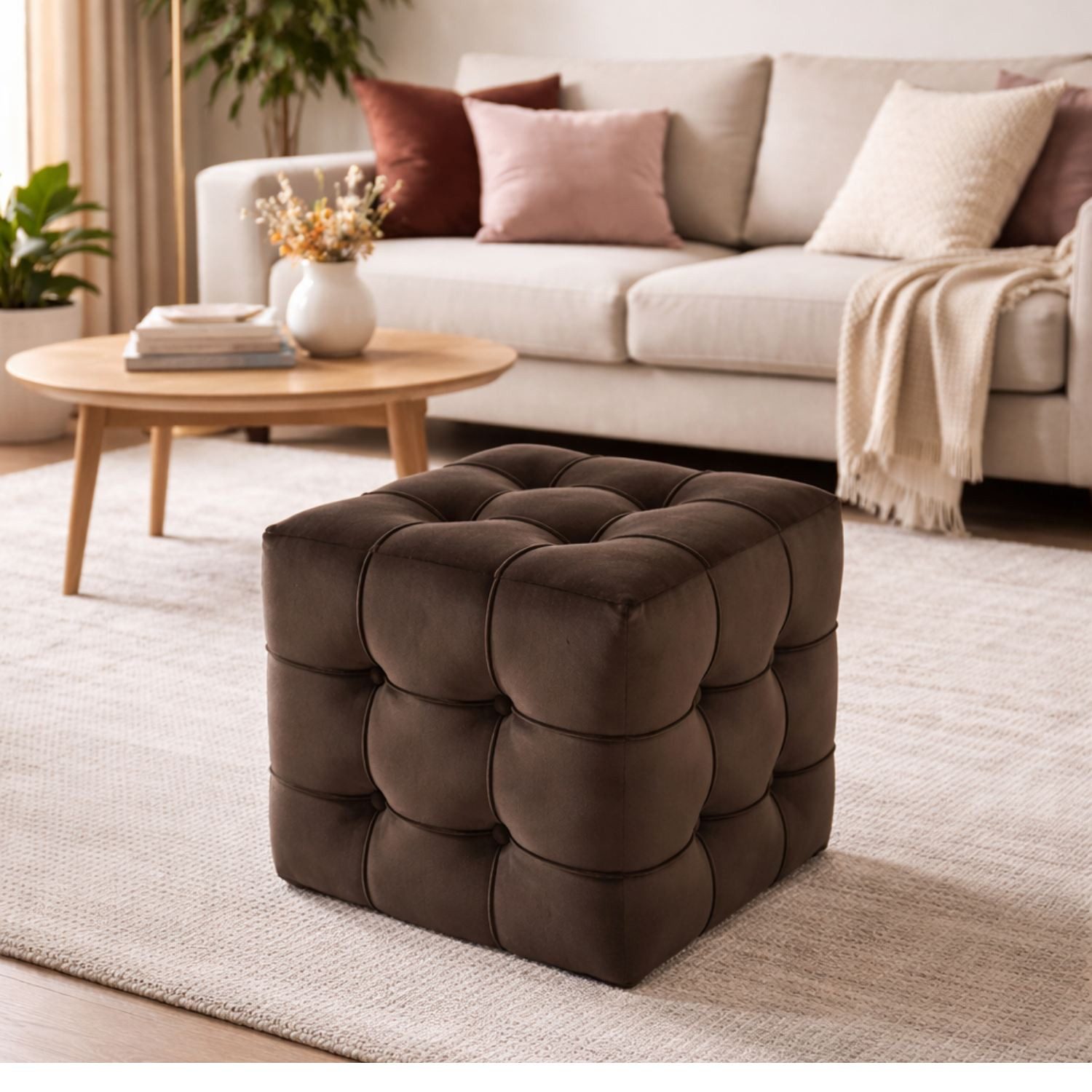 Skye Decor Pouf Lizbon (1-St), Samtiger Polsterpouf