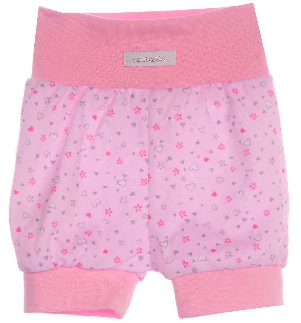 Shorts Baby Shorts kurze Sommer Hose Pumphose in Rosa mit Blumen