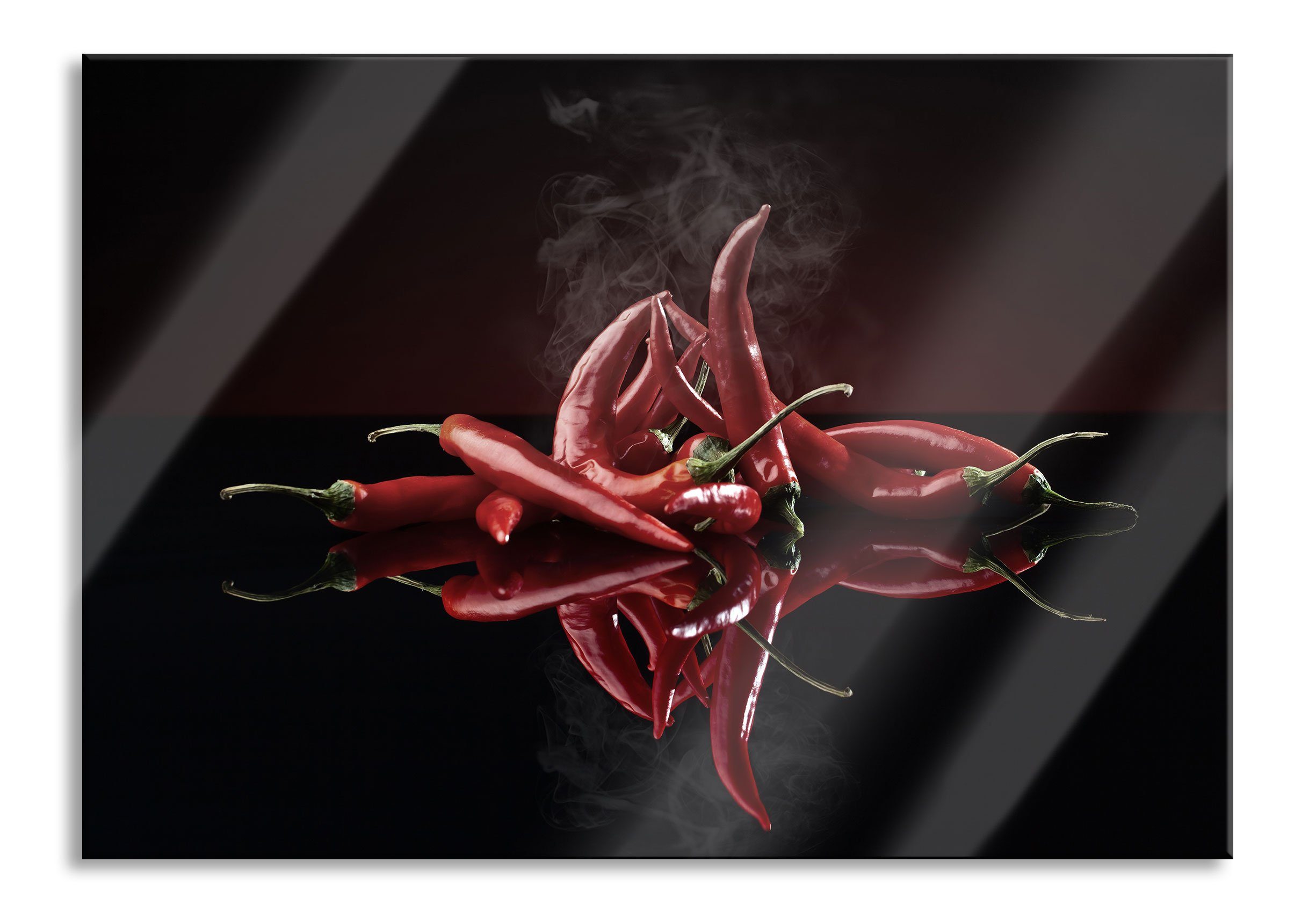 Glasbild Feurige rote Chili-Schoten