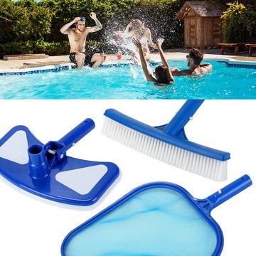 OK-Living Poolbodensauger Pool Reinigungsset Kescher PE-Schlauch Sauger Bürste Teleskopstange, (Cleaning Set)