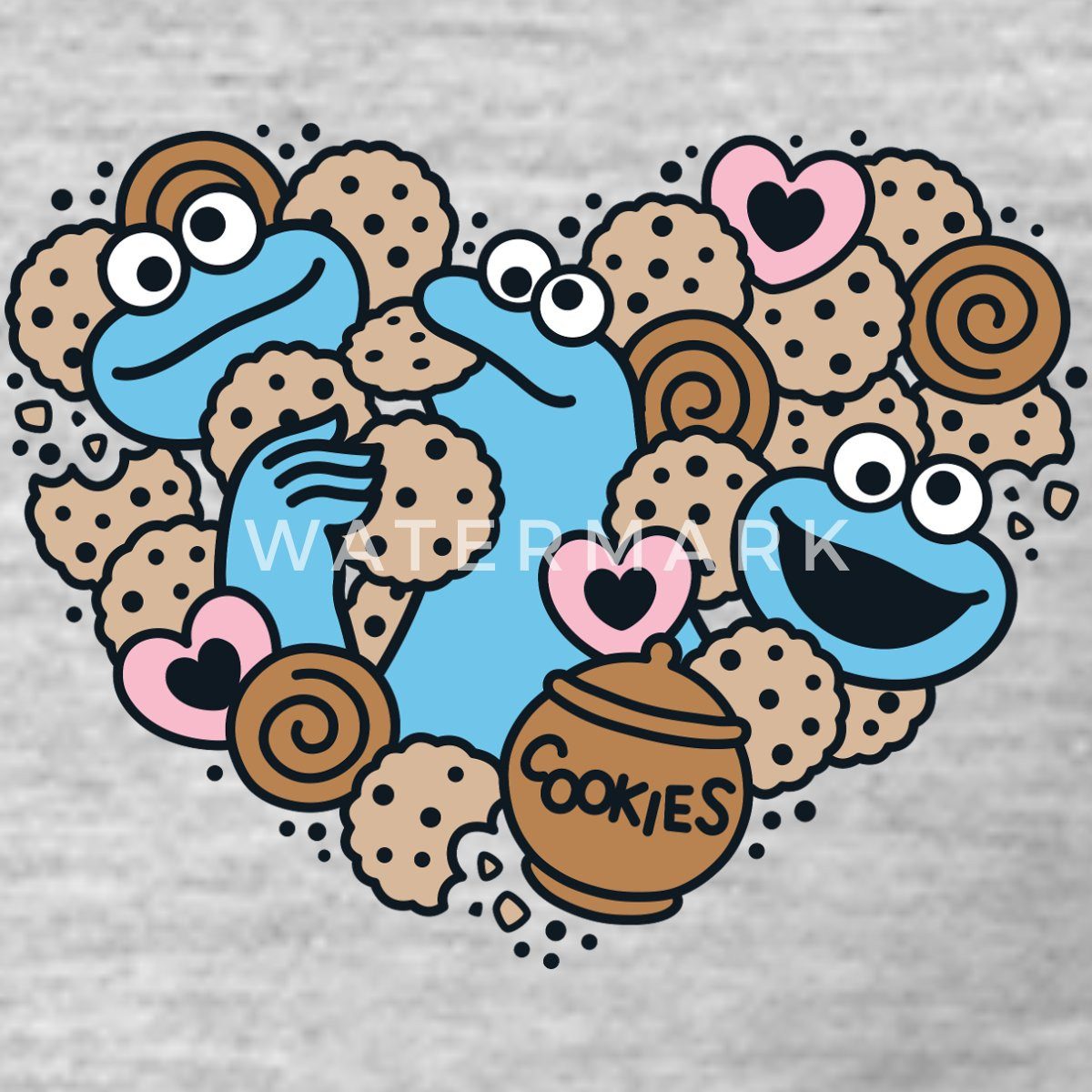 Spreadshirt T-Shirt Sesamstraße Design Herz Mit Krümelmonster Männer T-Shirt (1-tlg)