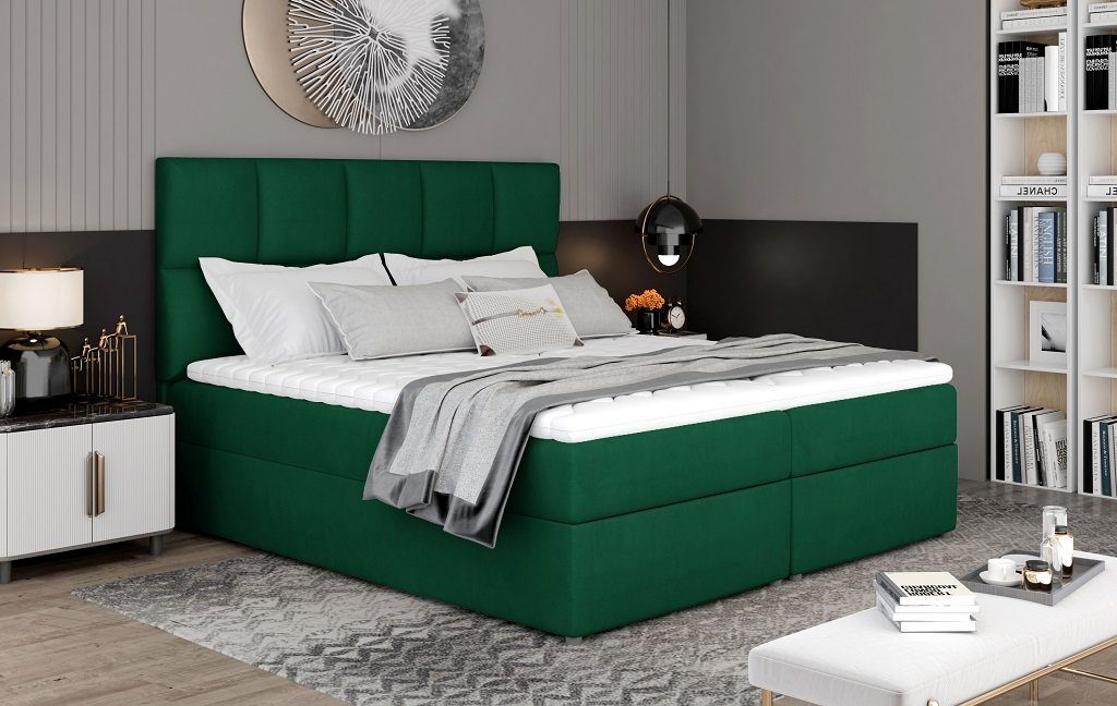 Bett, neu Boxspring JVmoebel Betten Doppelbett Designerbett Designer Grün Ehebett