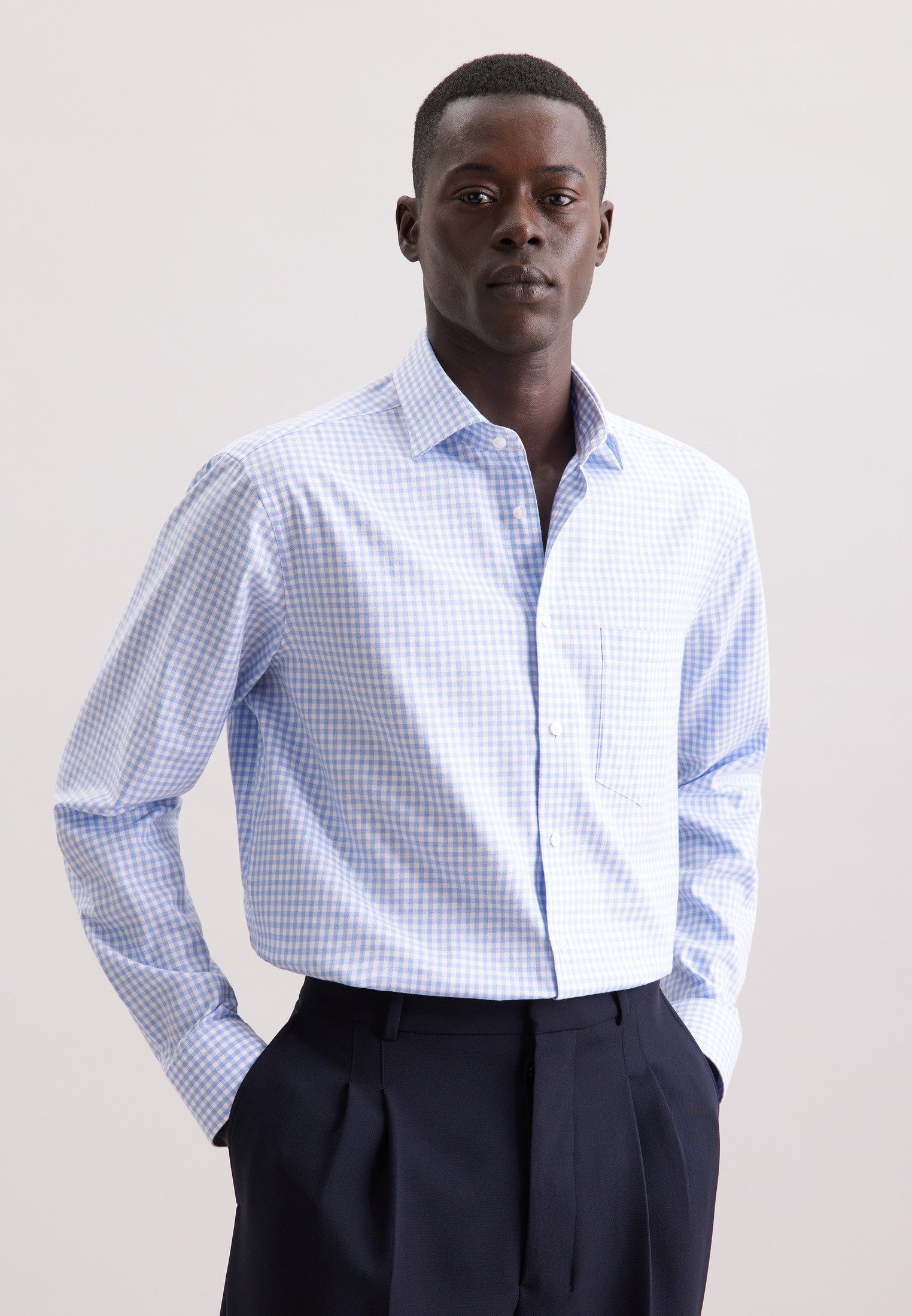 seidensticker Flanellhemd Schwarze Rose Comfort 1/1 Kentkragen Karo günstig online kaufen