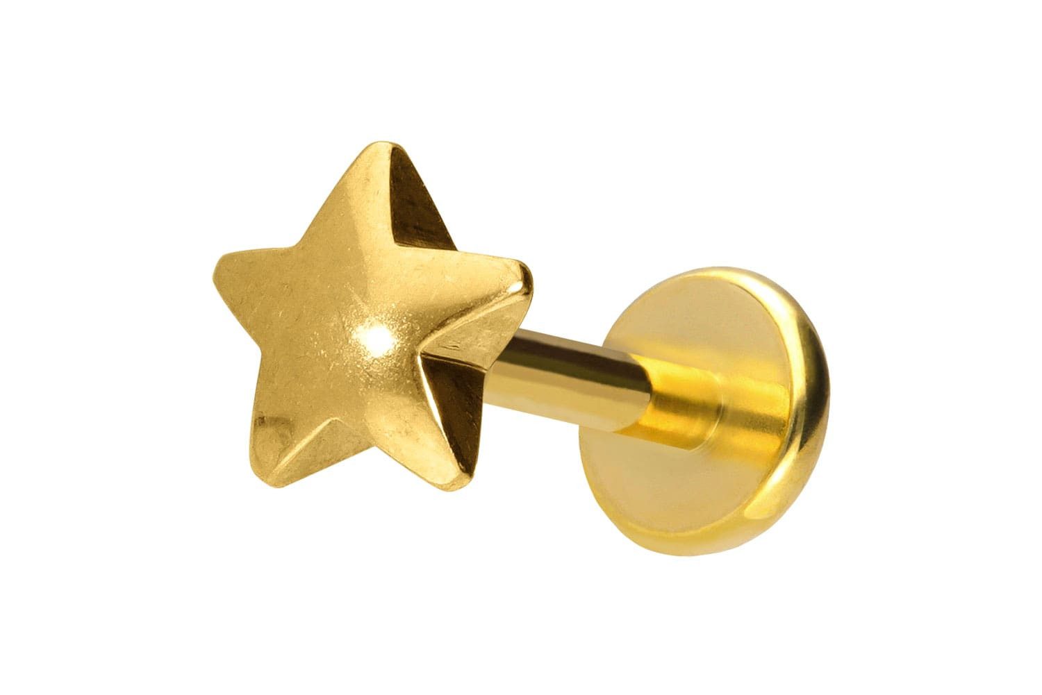 Piercing-Set Titan Labret mit Push Fit STERN