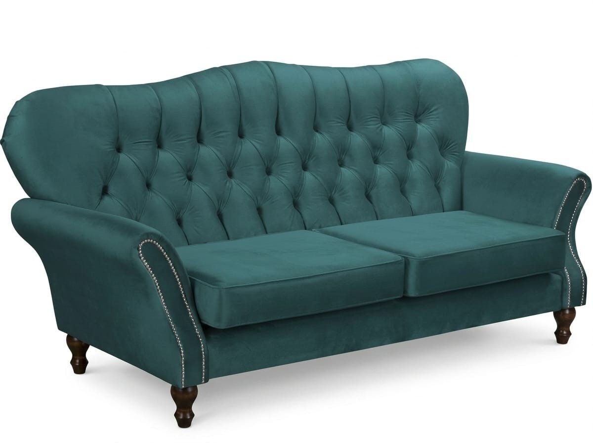 Xlmoebel Chesterfield-Sofa Elegantes grünes 3-Sitzer-Stoffsofa für stilvolle Wohnräume, 1 Teile, Made in Europa