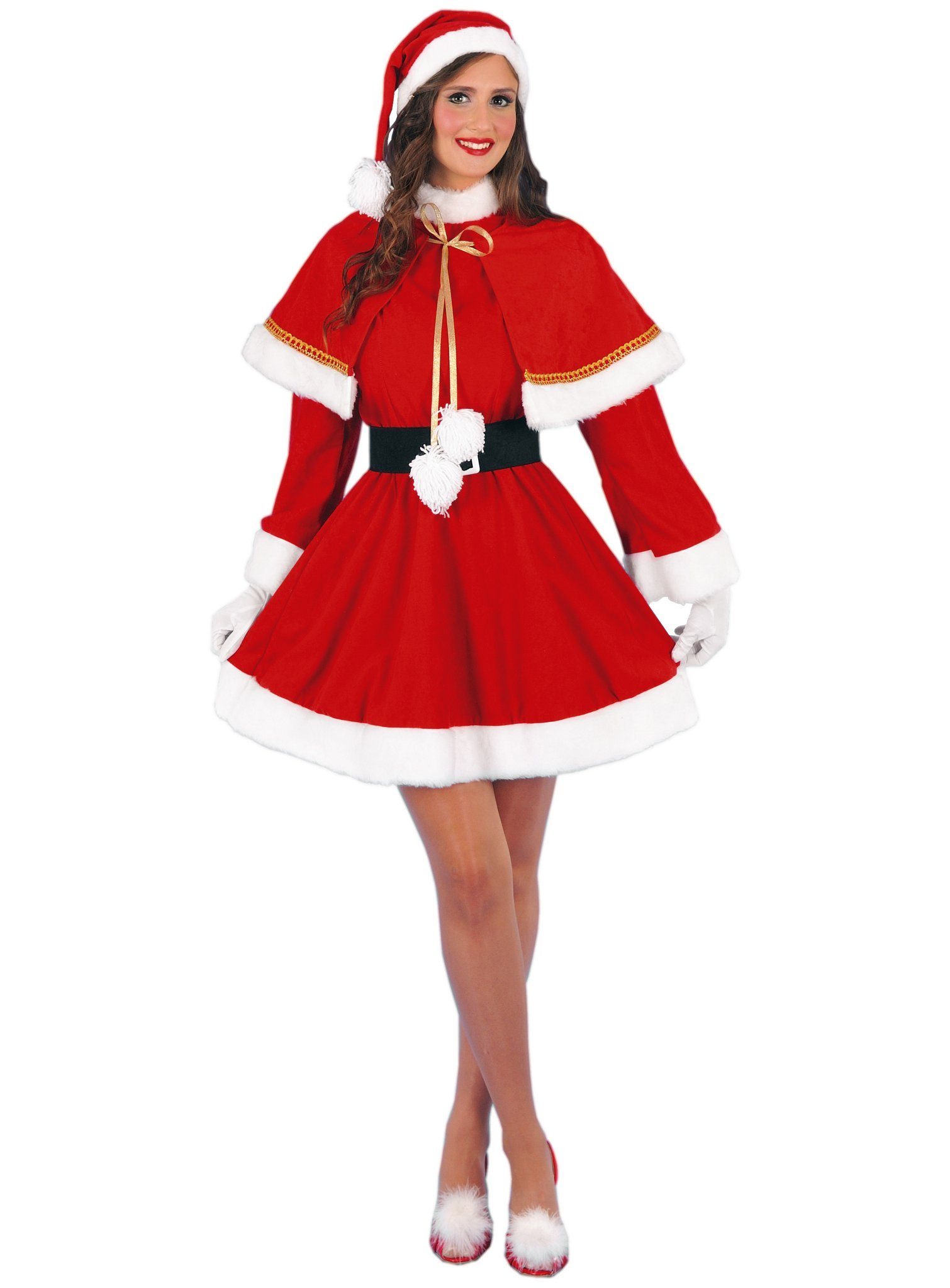 Metamorph Kostüm Retro Rockabilly Weihnachtsfrau Kostüm, Weihnachtsmann-Kostüm für Frauen im Vintage-Schnitt