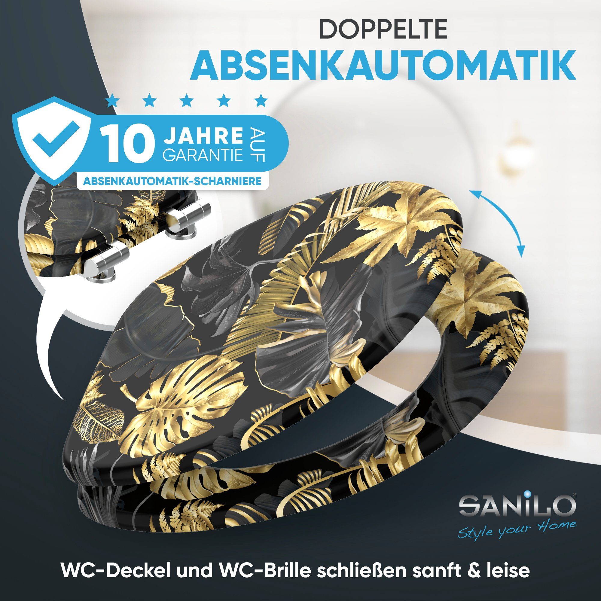 Sanilo WC-Sitz mit Absenkautomatik, viele Toilettendeckel direkt vom Hersteller, hochwertig & modern, universell, leichte Montage
