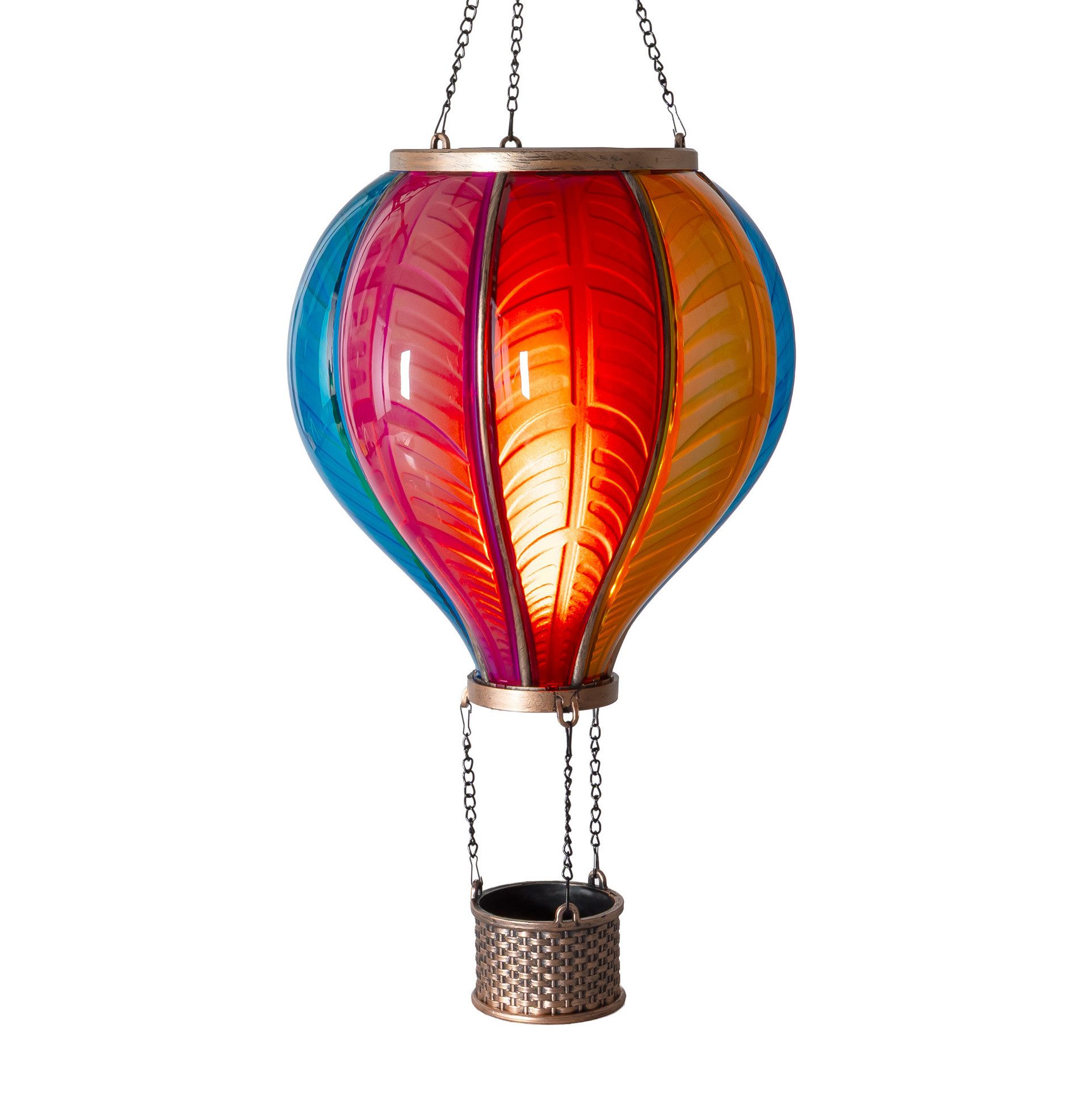IC Gardenworld LED Solarleuchte LED Solar Heißluftballon mit Flammeneffekt Beleuchtung zum Aufhängen, LED fest integriert, warm-weiß mit Flammeneffekt