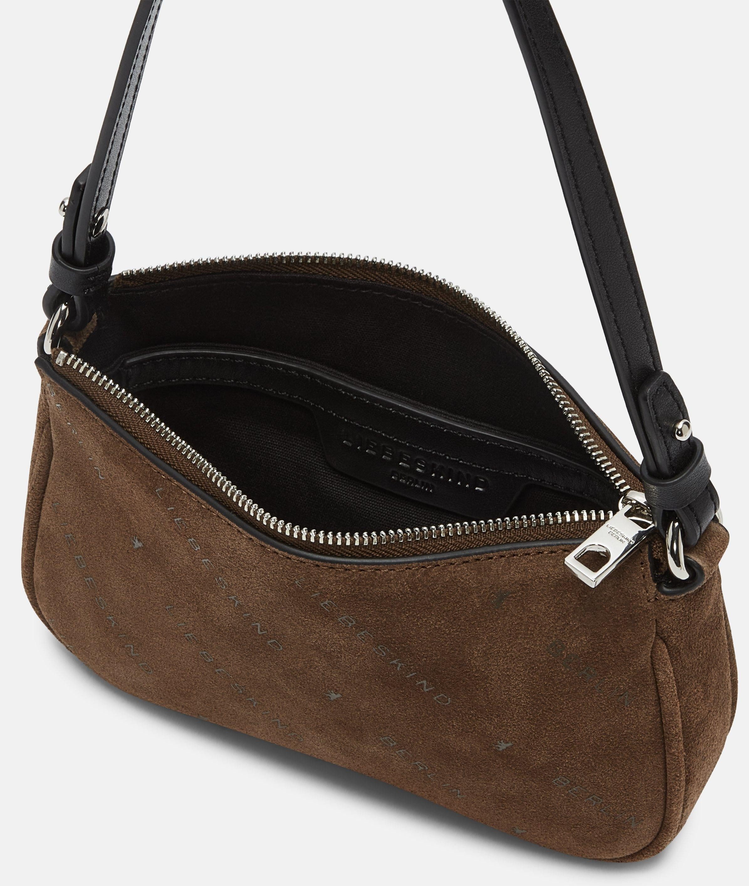 Liebeskind Berlin Umhängetasche Monogram Crossbody XS, Umhängetasche aus Veloursleder mit Liebeskind Berlin Schriftzug
