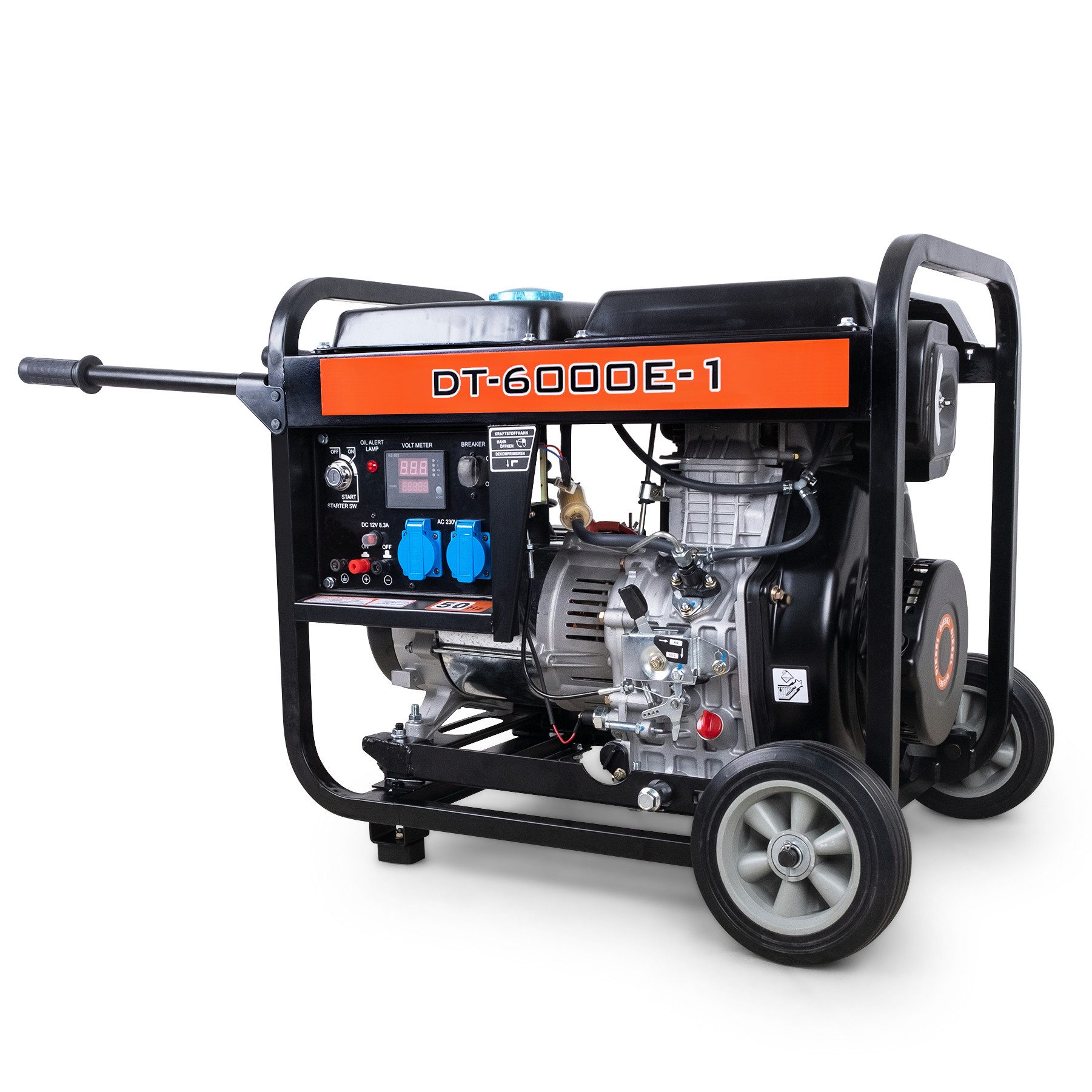 DeTec. Stromgenerator DeTec. 1-Phasen Dieselstromerzeuger 5kW Notstromaggregat 230V, Starter-Batterie, 11,5l Dieseltank