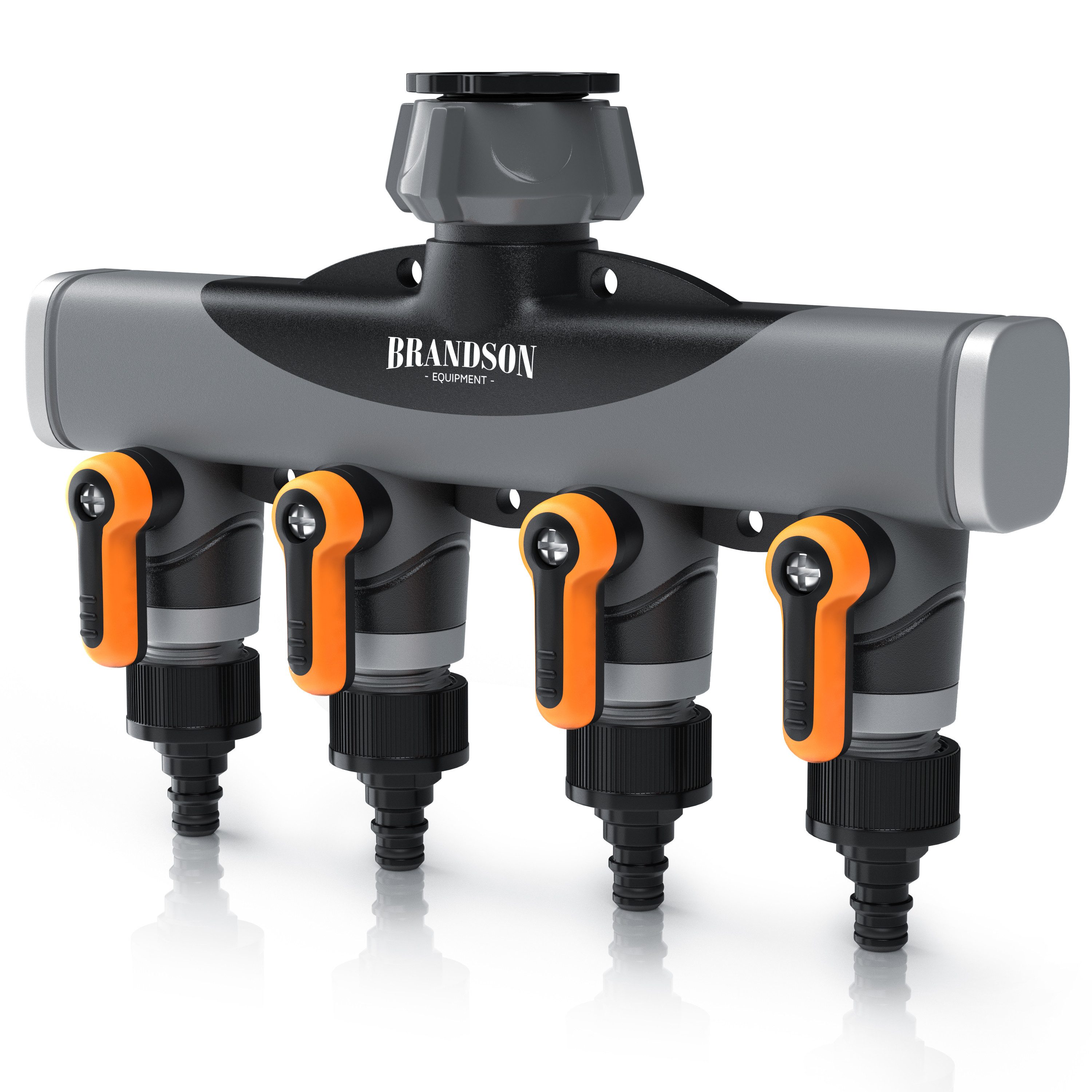 Brandson 4-Wege Verteiler 4-fach Wasserverteiler, Schlauchverteiler für Gartenschlauch, 3/4 Zoll, (1-tlg), Regulierbarer Wasserhahn Schlauch Verteiler für Gartenbewässerung