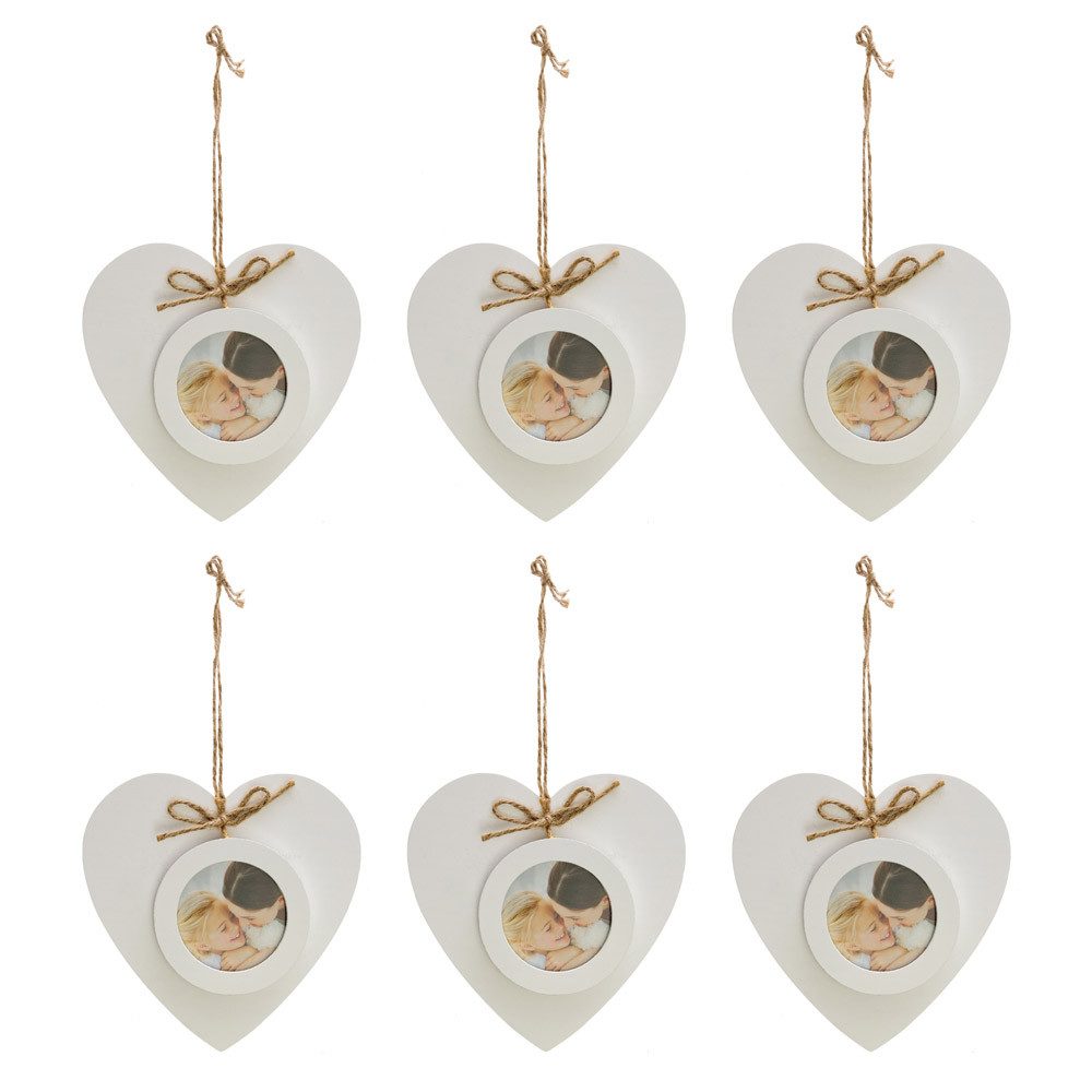Grafelstein Bilderrahmen 6tlg. Hängebilderrahmen LOVELY weiß Holz in Herzform Gastgeschenk - WE