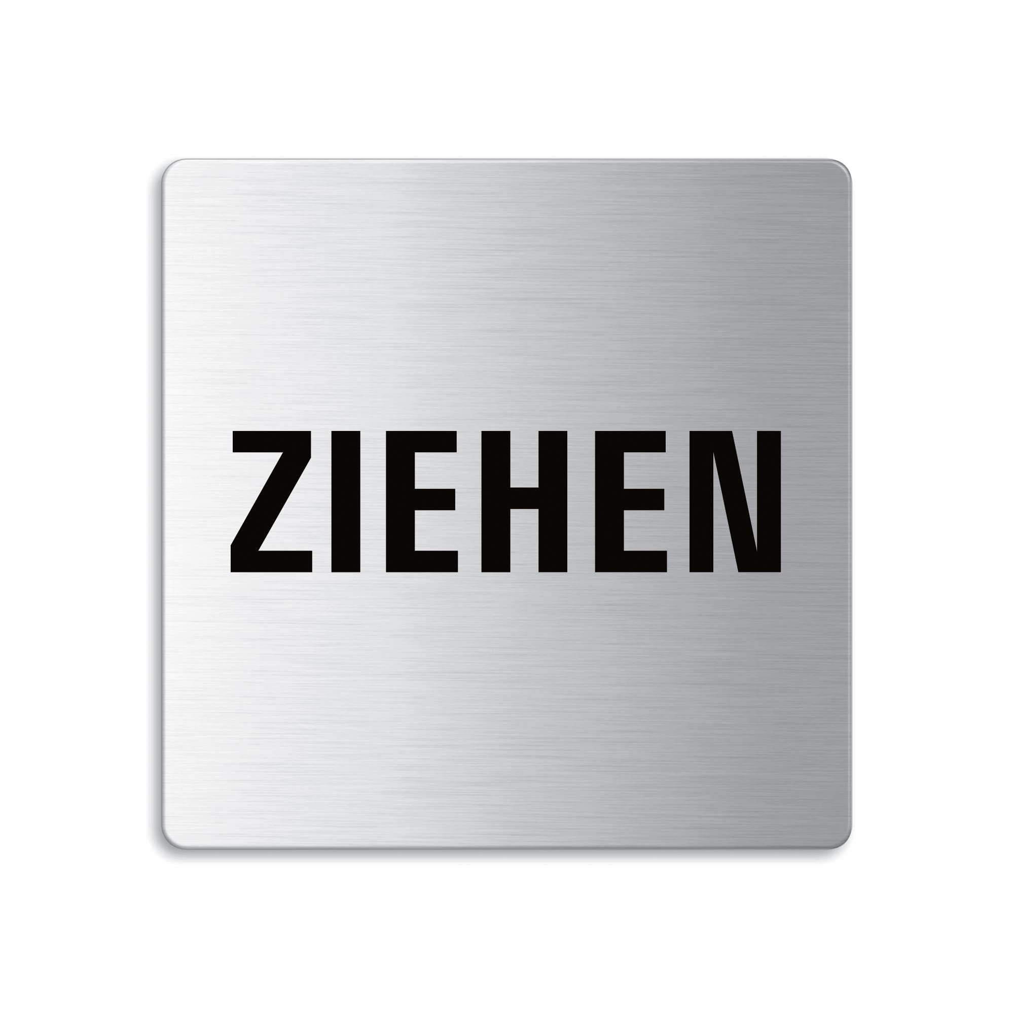 OFFORM DESIGN Hinweisschild Ziehen & Drücken Edelstahl gebürstet 85×85 mm selbstklebend
