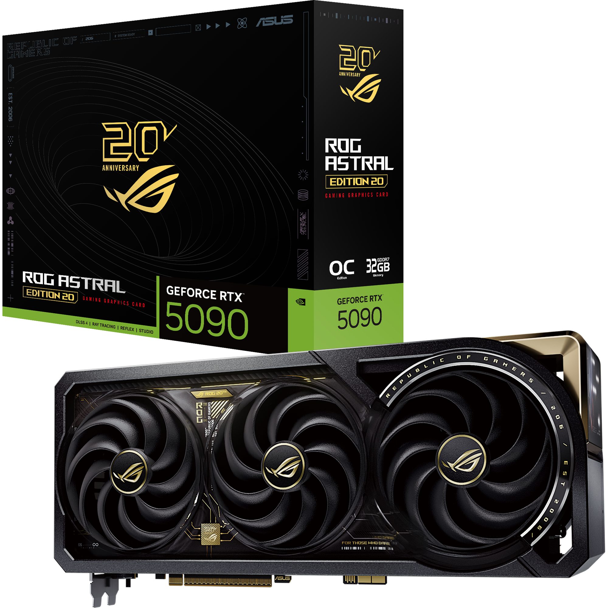 Asus ASUS GeForce RTX 5090 ROG ASTRAL Edition 20, Grafikkarte, (DLSS 4, 3x Grafikkarte (32 GB, DLSS 4, 3x DisplayPort, 2x HDMI 2.1, USB-C)
