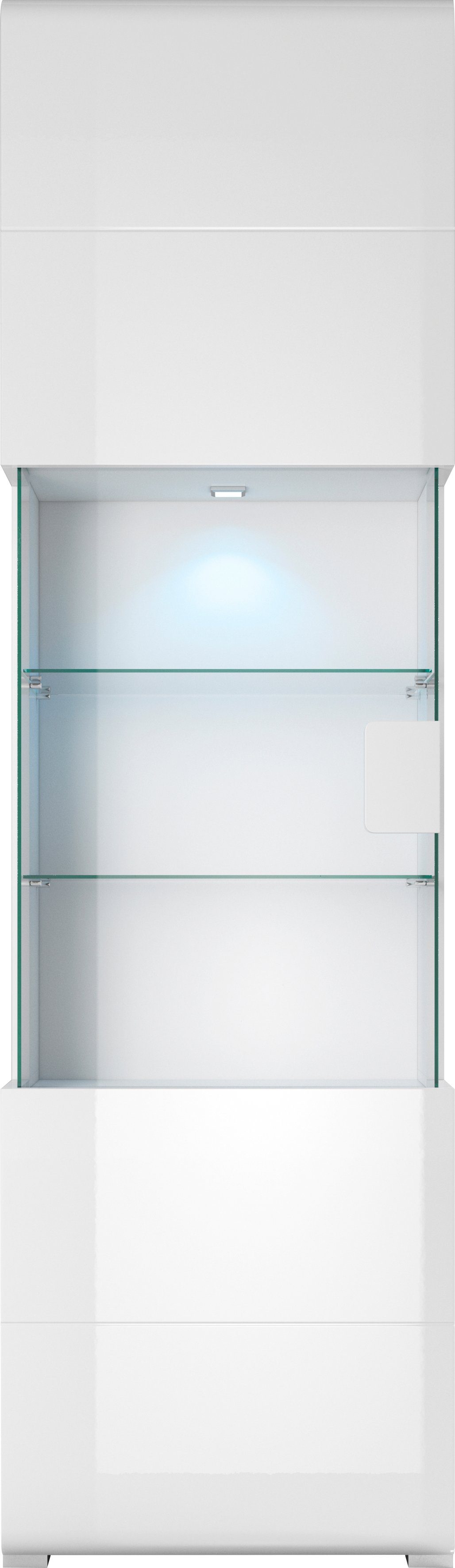 OTTO home Vitrine Toledo,Höhe 204 cm trendige Glasvitrine mit dekorative Fräsungen Standvitrine ohne Beleuchtung, viel Stauraum, hochglanz Front MDF