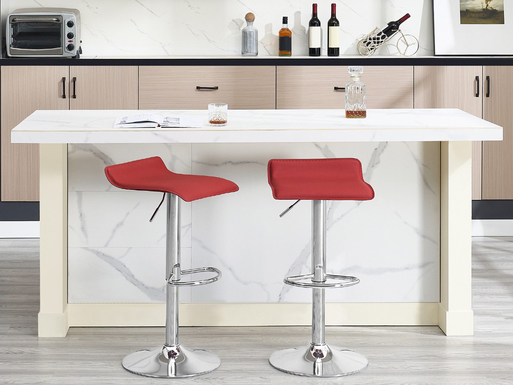 Woltu Barhocker (2 St), stufenlose Höhenverstellung, verchromter Stahl