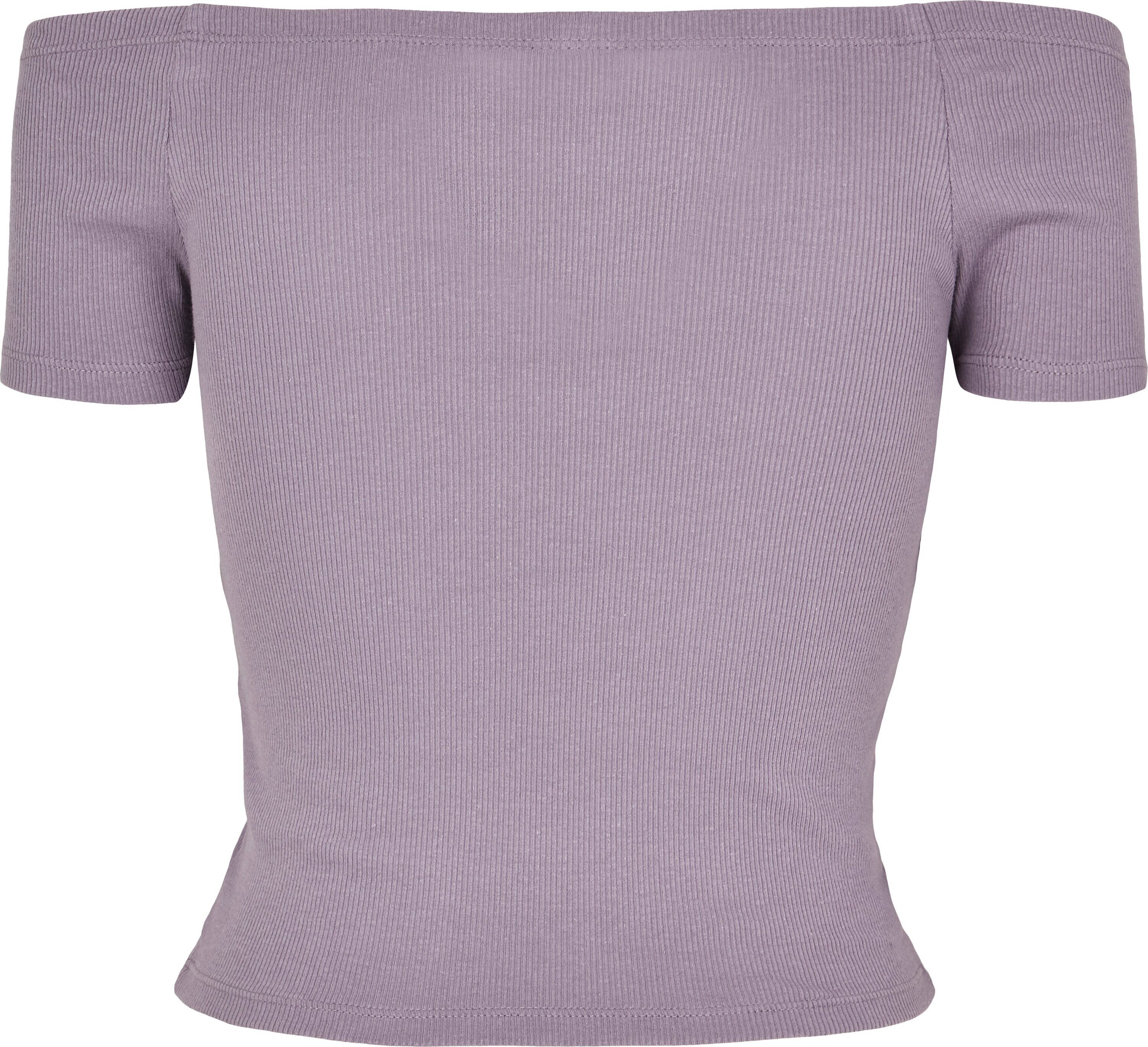 Shoulder (1-tlg) Rib Damen Ladies T-Shirt URBAN Tee CLASSICS dustypurple Off