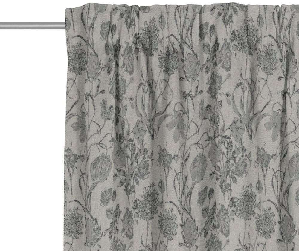 Vorhang Flower St), Jacquard, Cuvée Multifunktionsband Bio-Baumwolle light, schwarz/beige aus Adam, nachhaltig (1 blickdicht