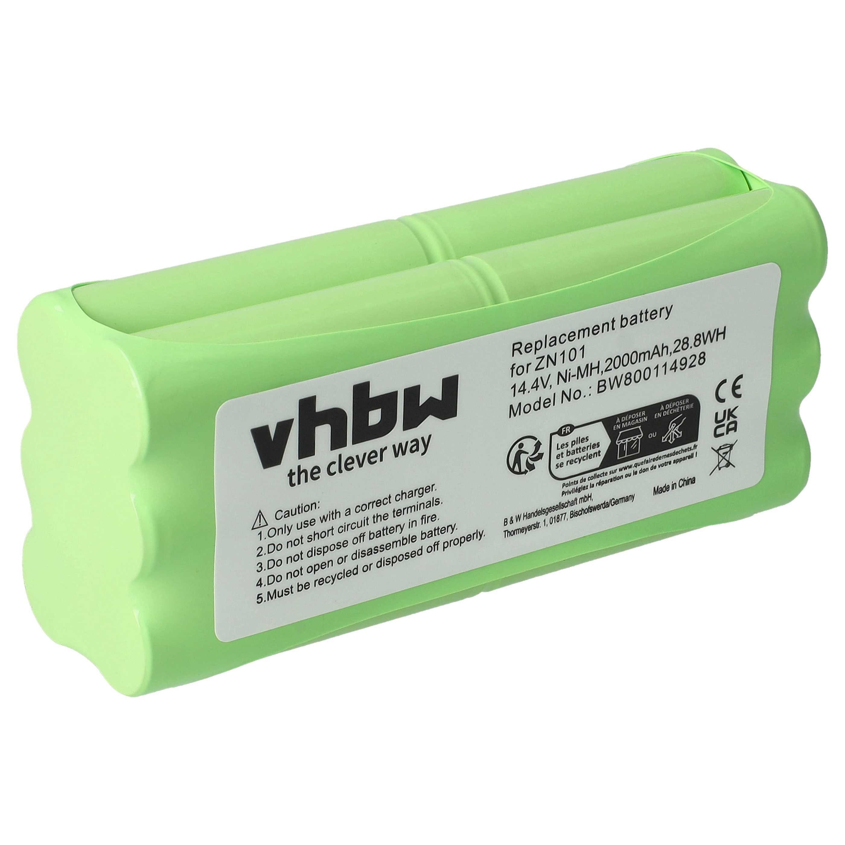 vhbw Akku passend für Sichler PCR-1550M Staubsauger (2000 mAh, 14,4 V, Staubsauger-Akku Akku NiMH 2000 mAh (14,4 V), Leistungsfähiger Austausch-Akku für Ihren Saugroboter