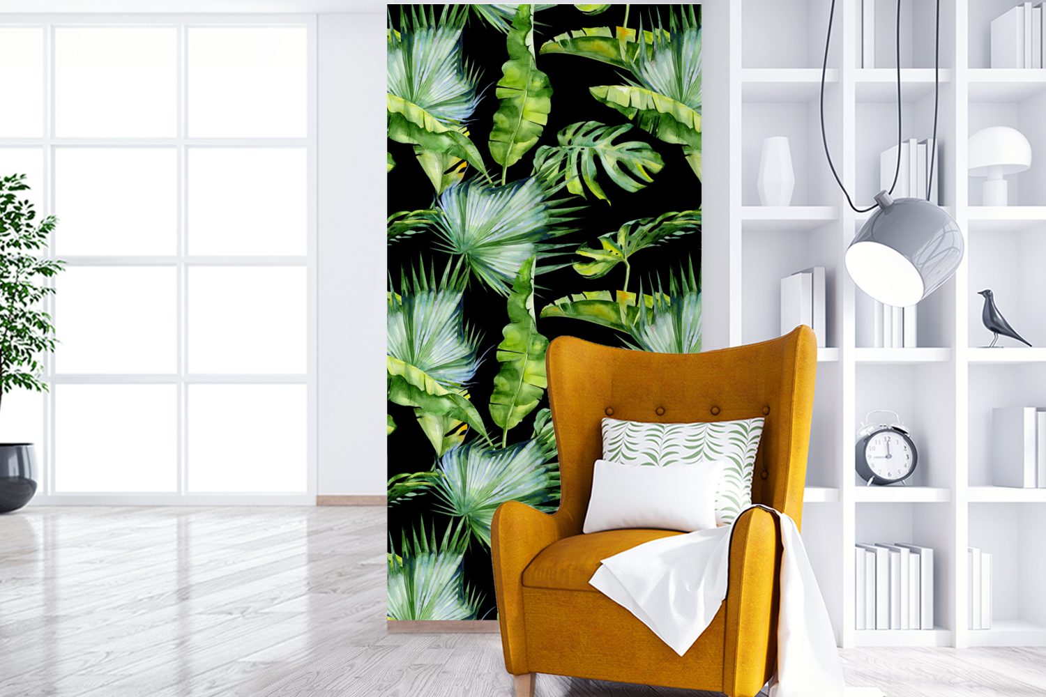 Tropisch Fototapete MuchoWow - Schlafzimmer Muster, Wohnzimmer für Palmwedel Matt, bedruckt, St), - Fototapete Küche, (2 Vliestapete