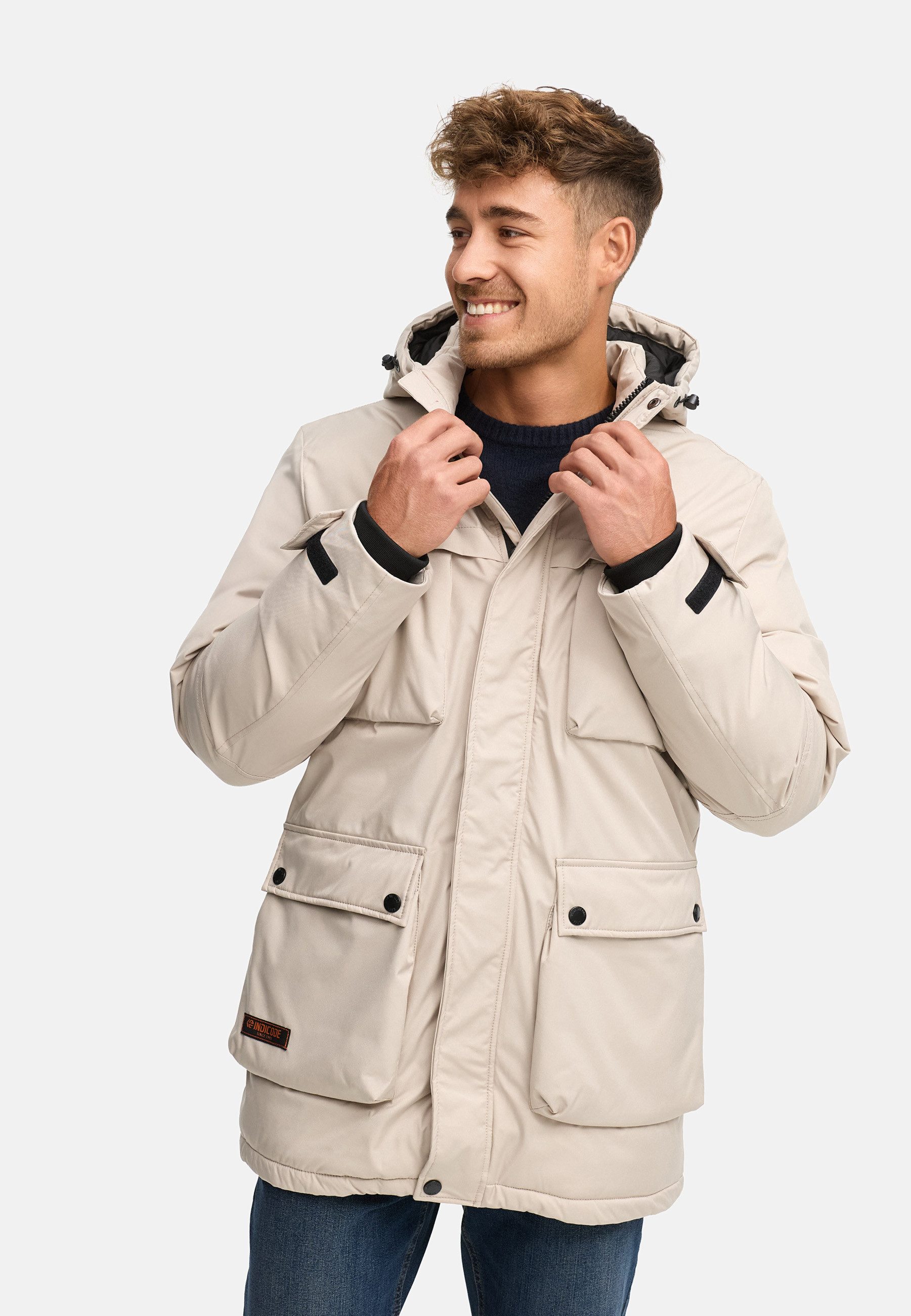 Indicode Wintermantel Herren INTardil Herrenparka Herrenjacke mit Kapuze und Innentaschen