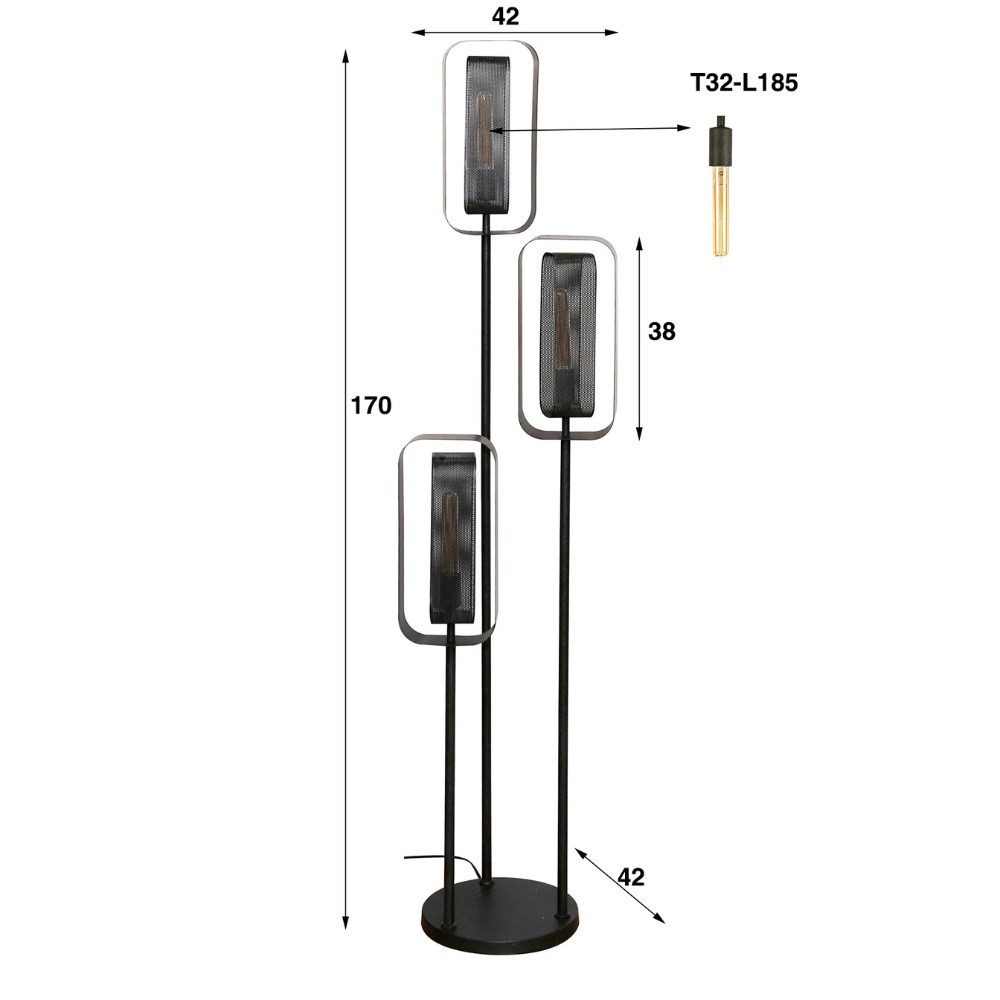 famlights Stehlampe Stehleuchte Orson in Altsilber E27 3-flammig – Bild 5 von 5