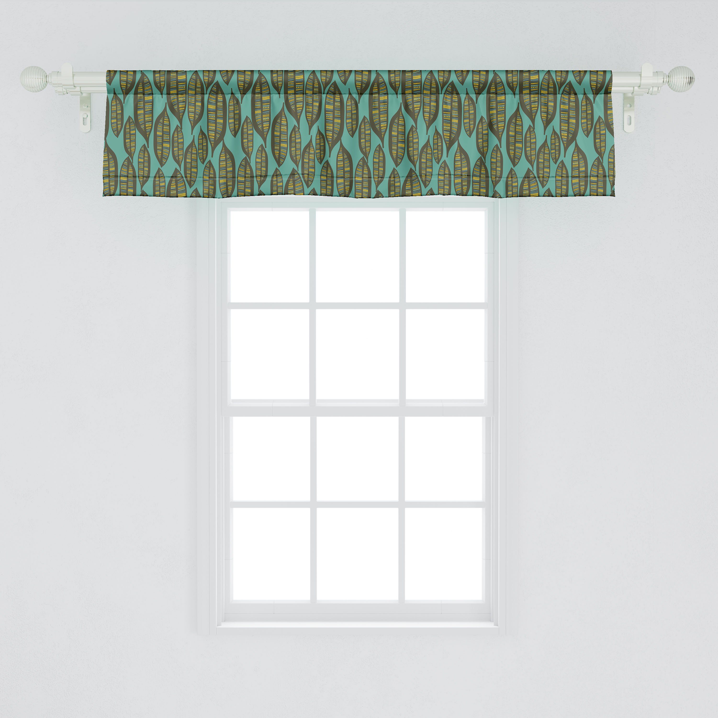 Scheibengardine Vorhang Volant für Küche Schlafzimmer Layout-Kunst mit Botanik Vertikal Dekor Microfaser, Abakuhaus, Blätter Stangentasche