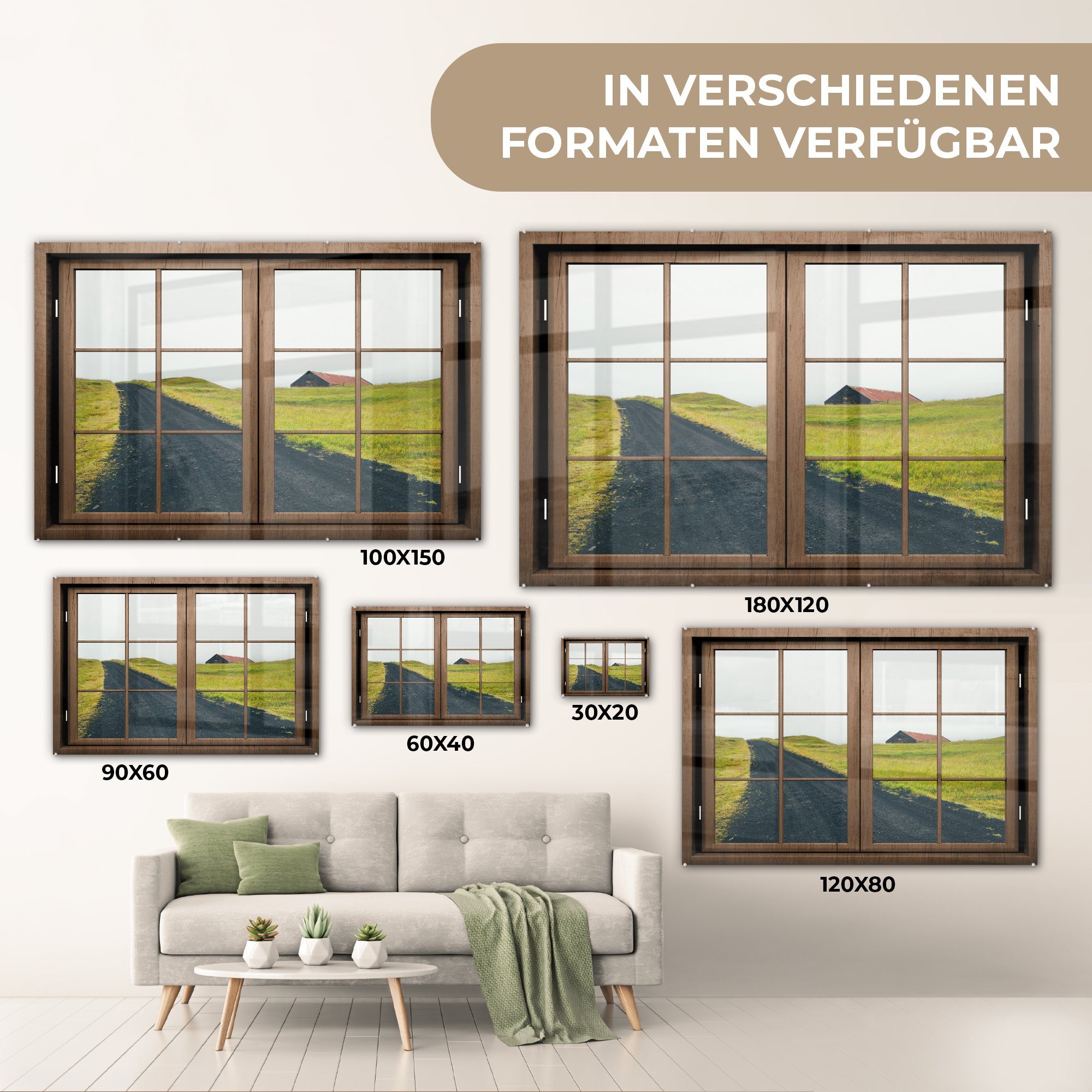 auf Haus, Bilder MuchoWow - - Wanddekoration - (1 Foto Aussicht Glas St), auf Glas - Wandbild - Glasbilder Natur Acrylglasbild