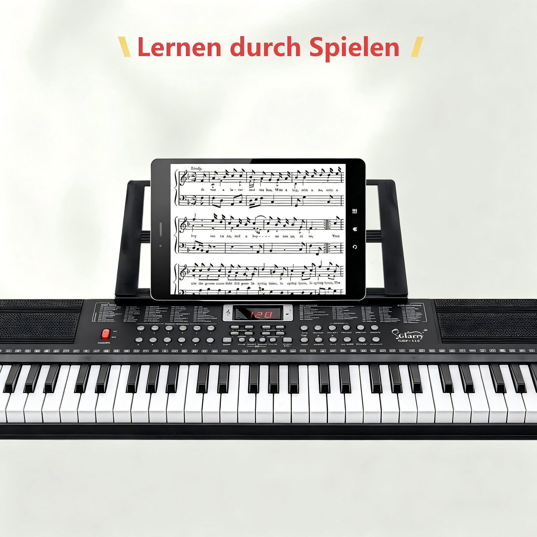 VINGLI Digitalpiano 61-Tasten Keyboard Piano Set mit Klavierständer, Klavierhocker, tragbar, LED-Bildschirm, 3 Lehrmodi, Schwarz/Weiß/Rosa – Bild 3 von 5