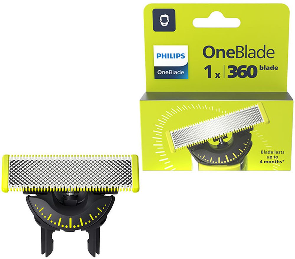 Philips Ersatzscherteil OneBlade 360, 1 St., 360-Grad-Klinge, nass und trocken einsetzbar, hält bis zu 4 Monate