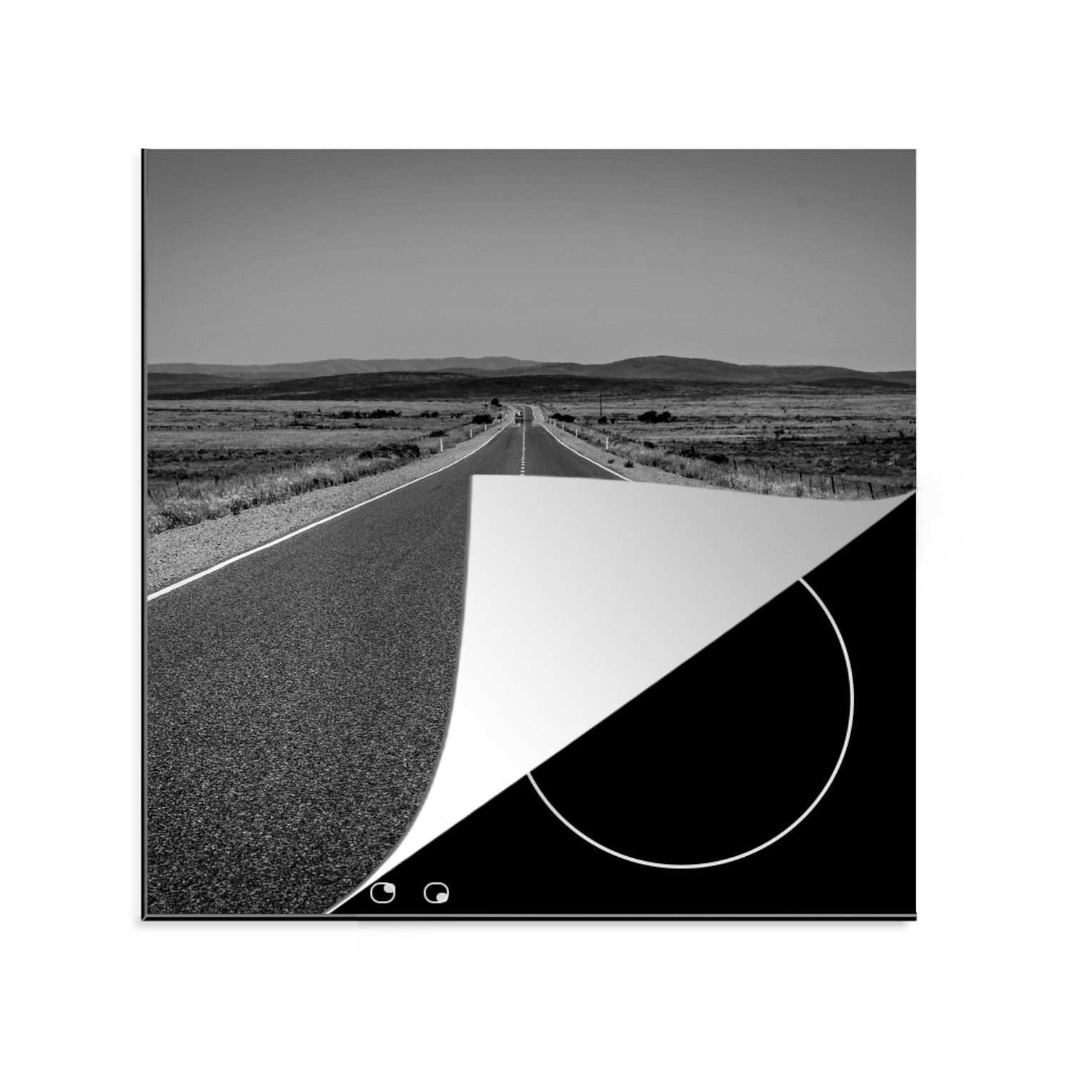 MuchoWow Herdblende-/Abdeckplatte Australien - Landschaft - Schwarz - Weiß, Vinyl, (1 tlg), 78x78 cm, Ceranfeldabdeckung, Arbeitsplatte für küche