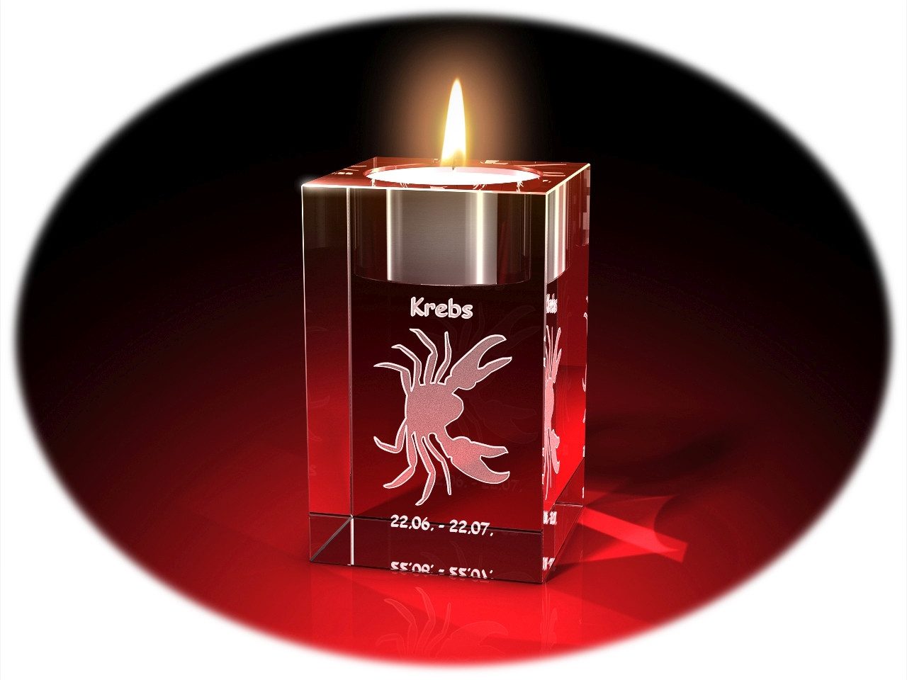 GLASFOTO.COM Teelichthalter Sternzeichen, Geburtstag, Geburtstagsgeschenk, 2D-Motive, Kristallglas