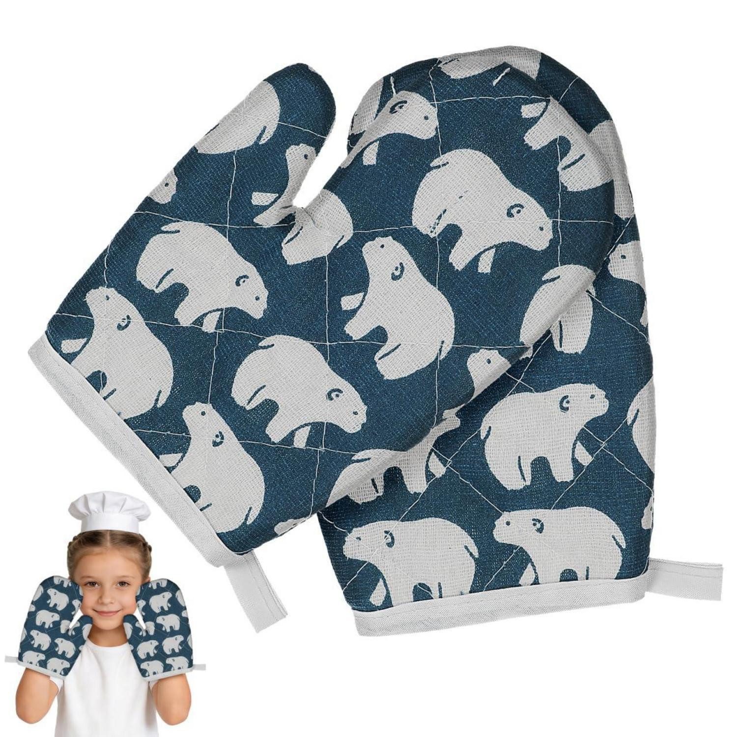 LuxusKollektion Topfhandschuhe Kinder Ofenhandschuhe 2er Set Baumwolle