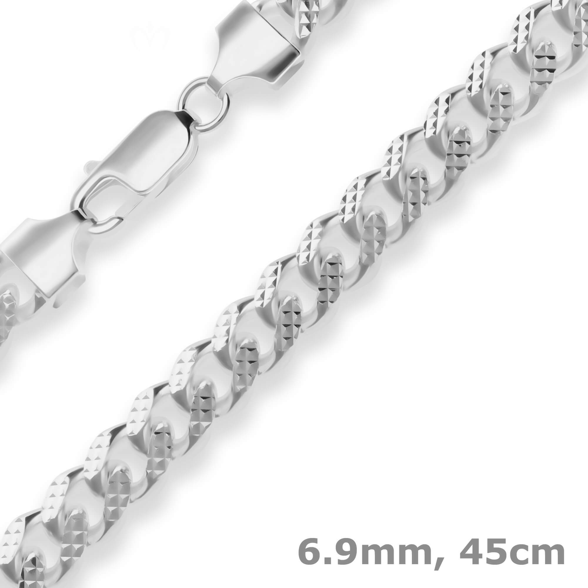 Panzerkette 6,9mm Panzerkette oval aus 925 Silber 45cm
