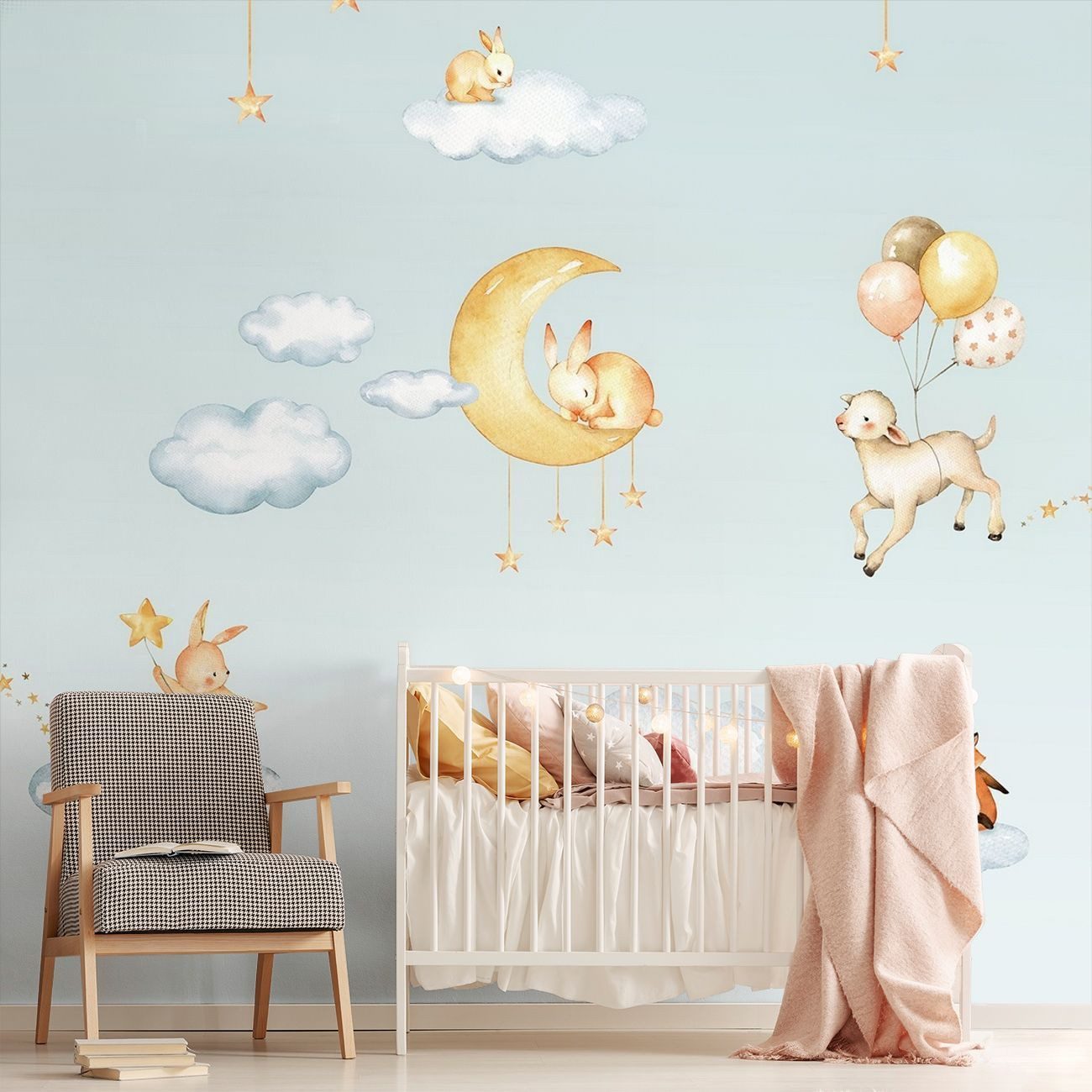 Bilderdepot24 Kindertapete Süße Sternenträume Blau Kinderzimmer Sterne Mond Nacht, Glatt, Matt, (Vliestapete inkl. Kleister oder selbstklebend), geruchsfreie Tapete Kinderzimmer