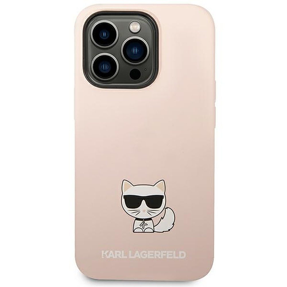 KARL LAGERFELD Handyhülle Schutzhülle Smartphoneschale Rückseitenschutz 6,7 Zoll, Choupette-Motiv, Mikrofaserfutter, Silikon