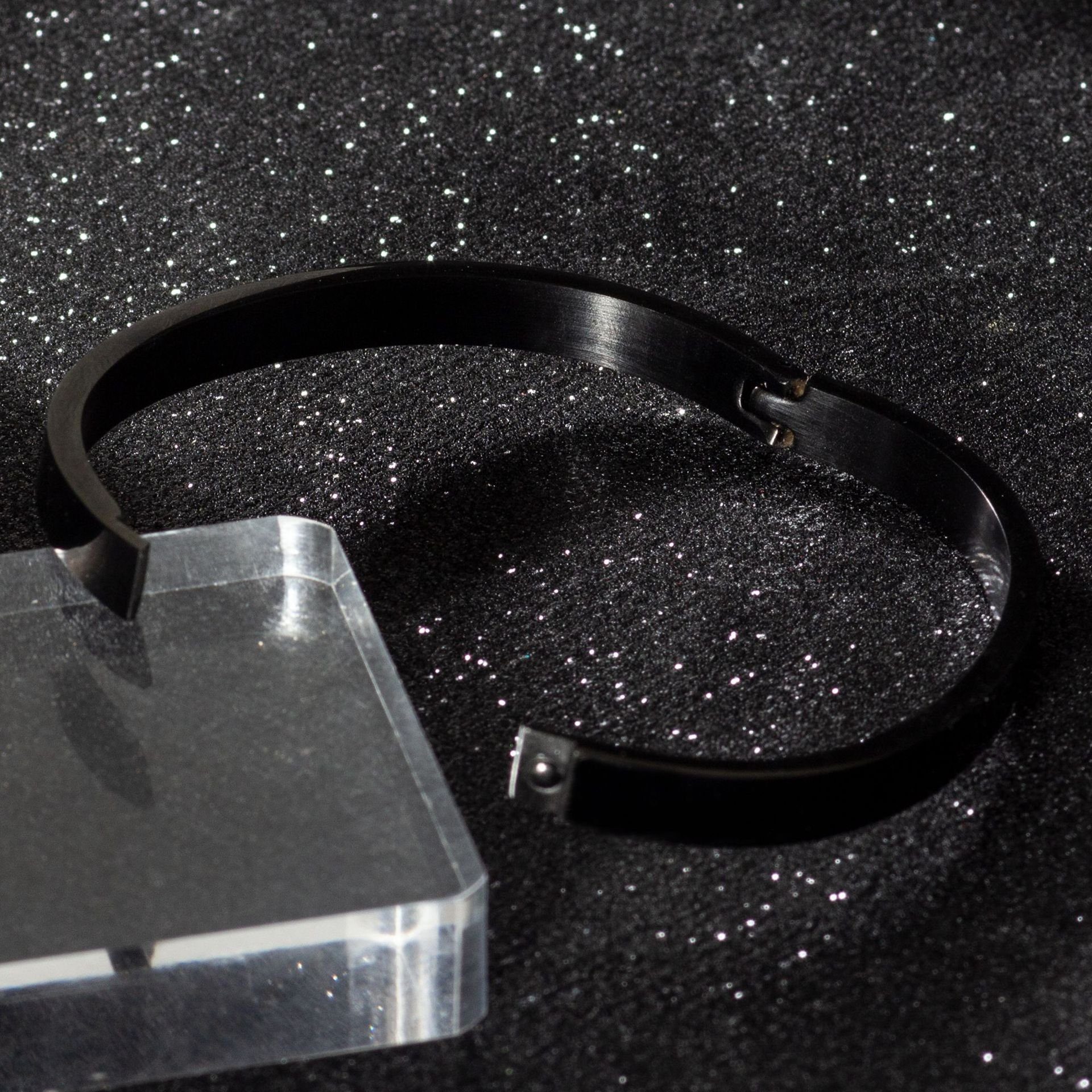 Spiegelarmband, Schnapparmband, Vintage-Armband black glänzendes O-förmiges Armkette Haiaveng