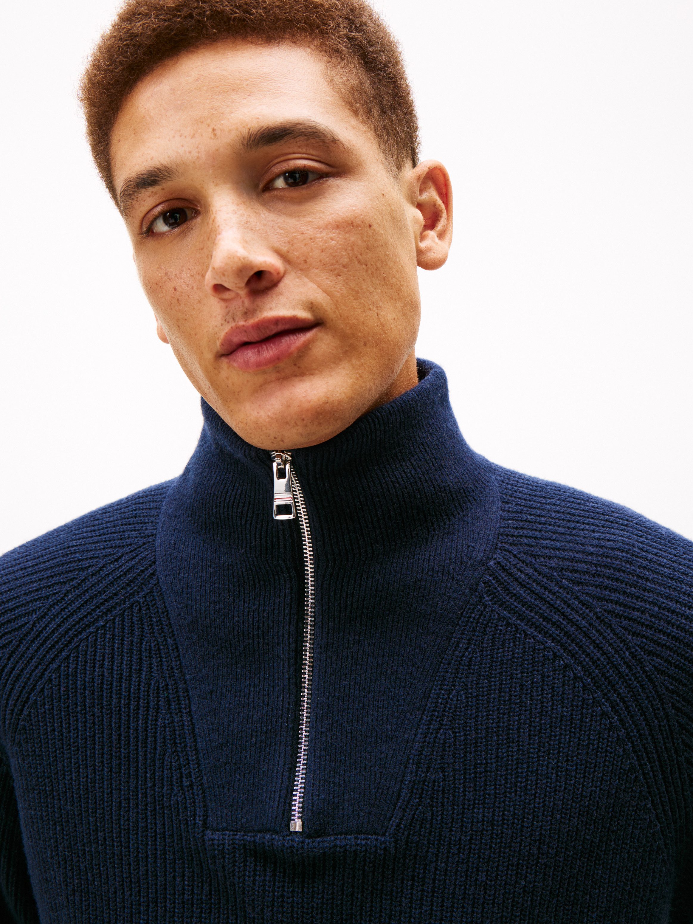 Tommy Hilfiger Troyer FISHERMAN RIB ZIP MOCK relaxed fit, Stehkragen mit Re günstig online kaufen
