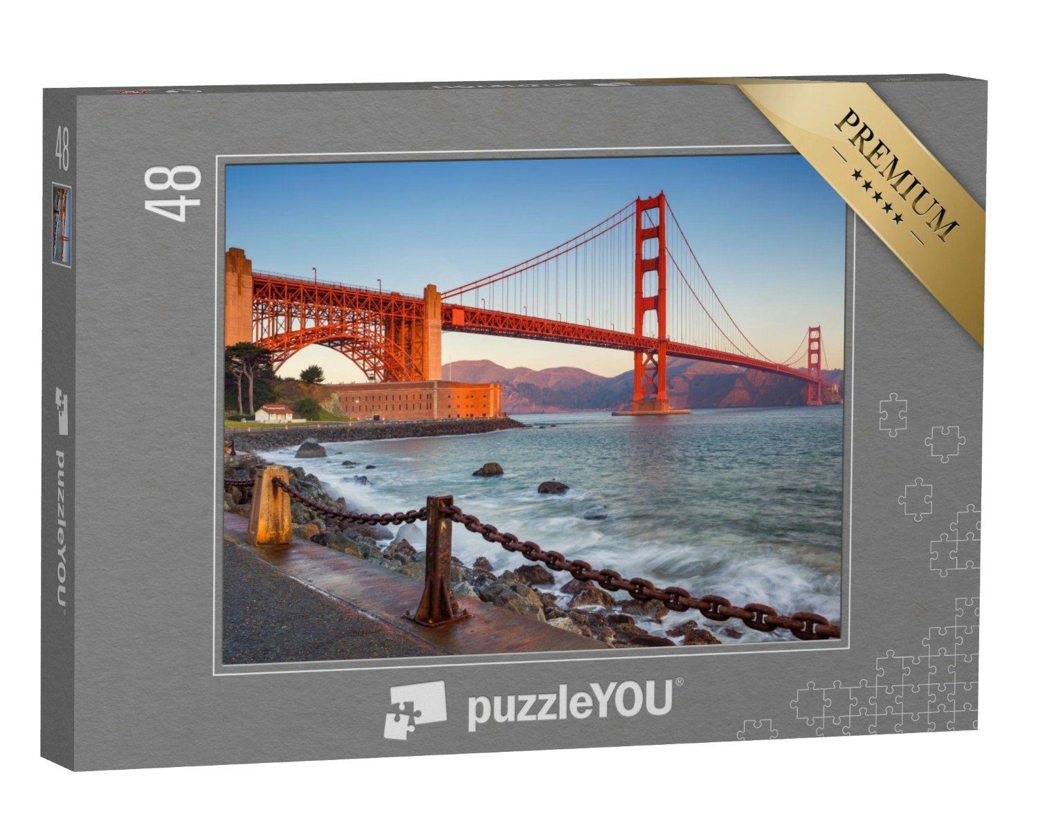 puzzleYOU Puzzle Golden Gate Bridge im Sonnenaufgang, San Francisco, 48 Puzzleteile, puzzleYOU-Kollektionen Amerika, Golden Gate Bridge
