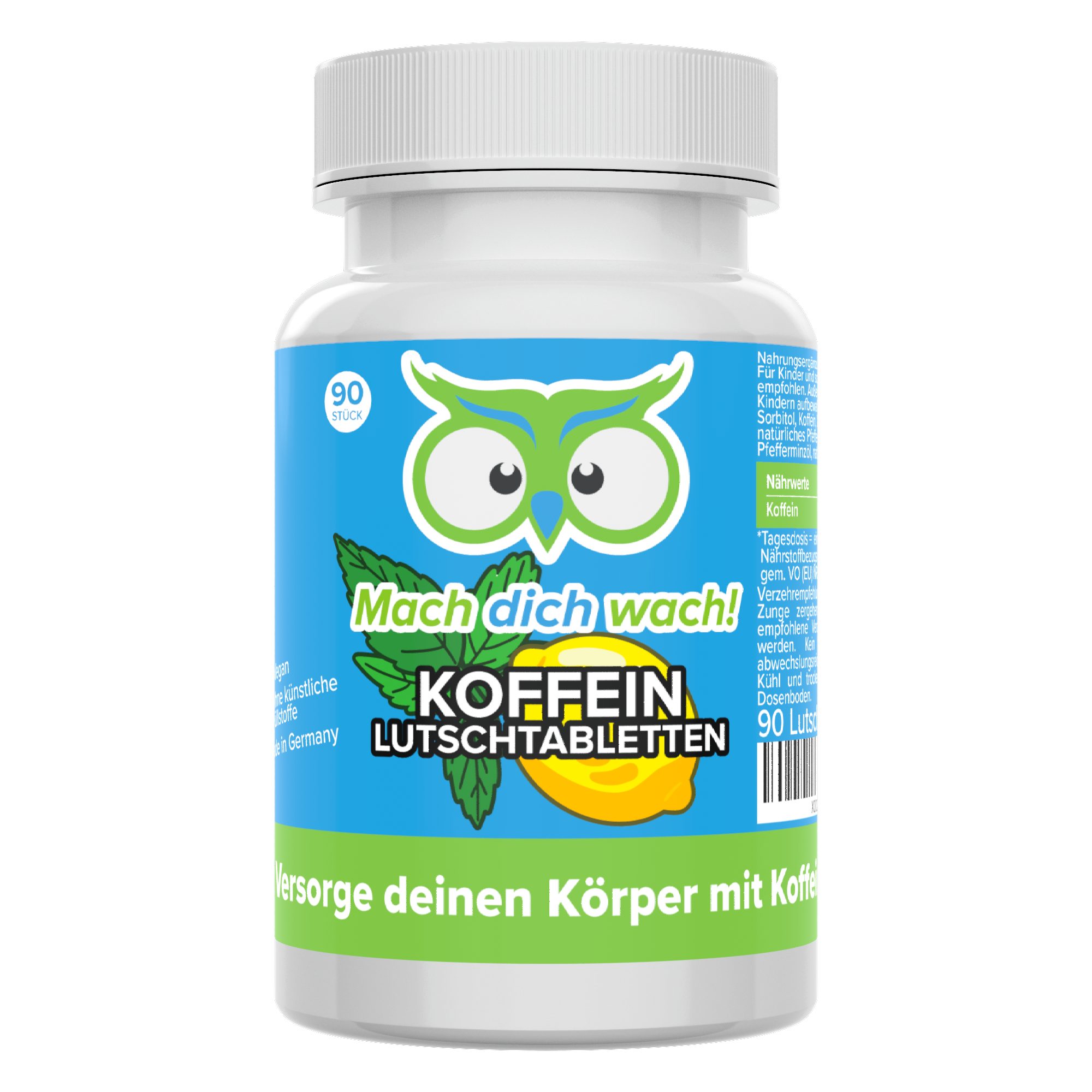Mach dich wach! Koffein Lutschtabletten - 100 mg Koffein - Kapsel
