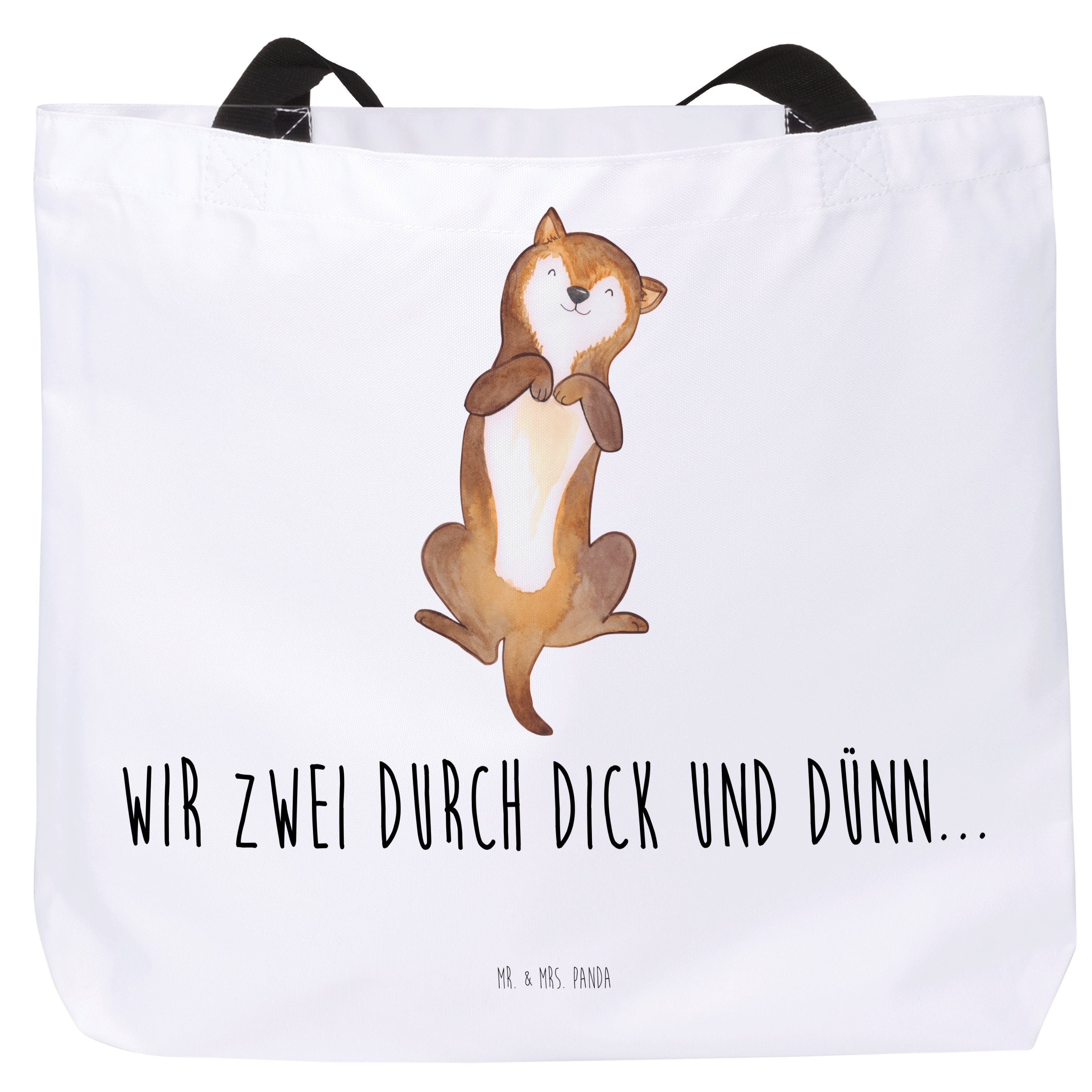 Einkaufstasche, Panda Weiß Mr. Geschenk, - & - Hund Mrs. (1-tlg) Bauchkraulen Hundewel Shopper Beutel,