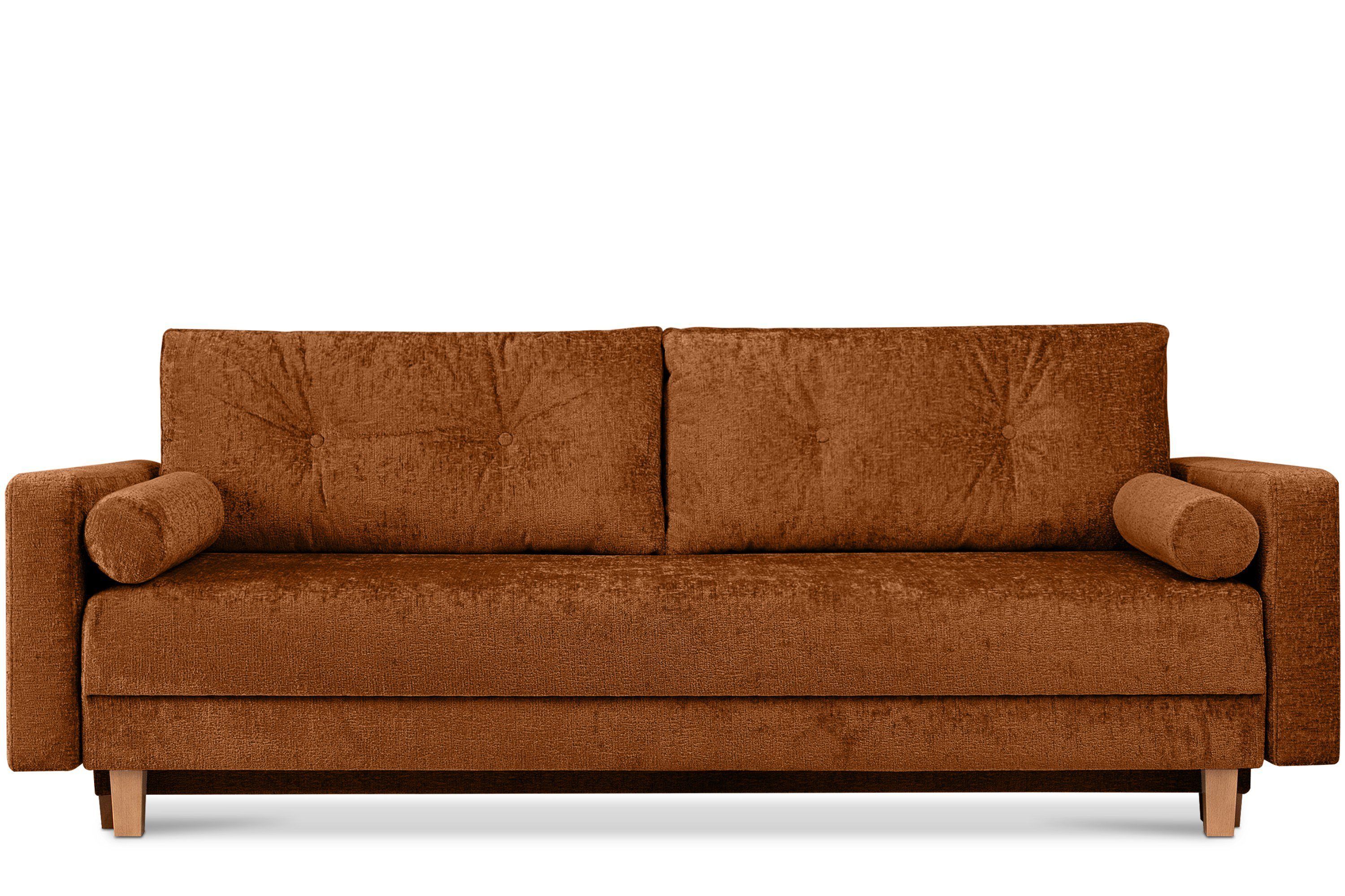 Konsimo Schlafsofa ERISO Sofa 3-Personen, Liegfläche 196x150 cm, Chenille-Oberstoff, mit Schlaffunktion