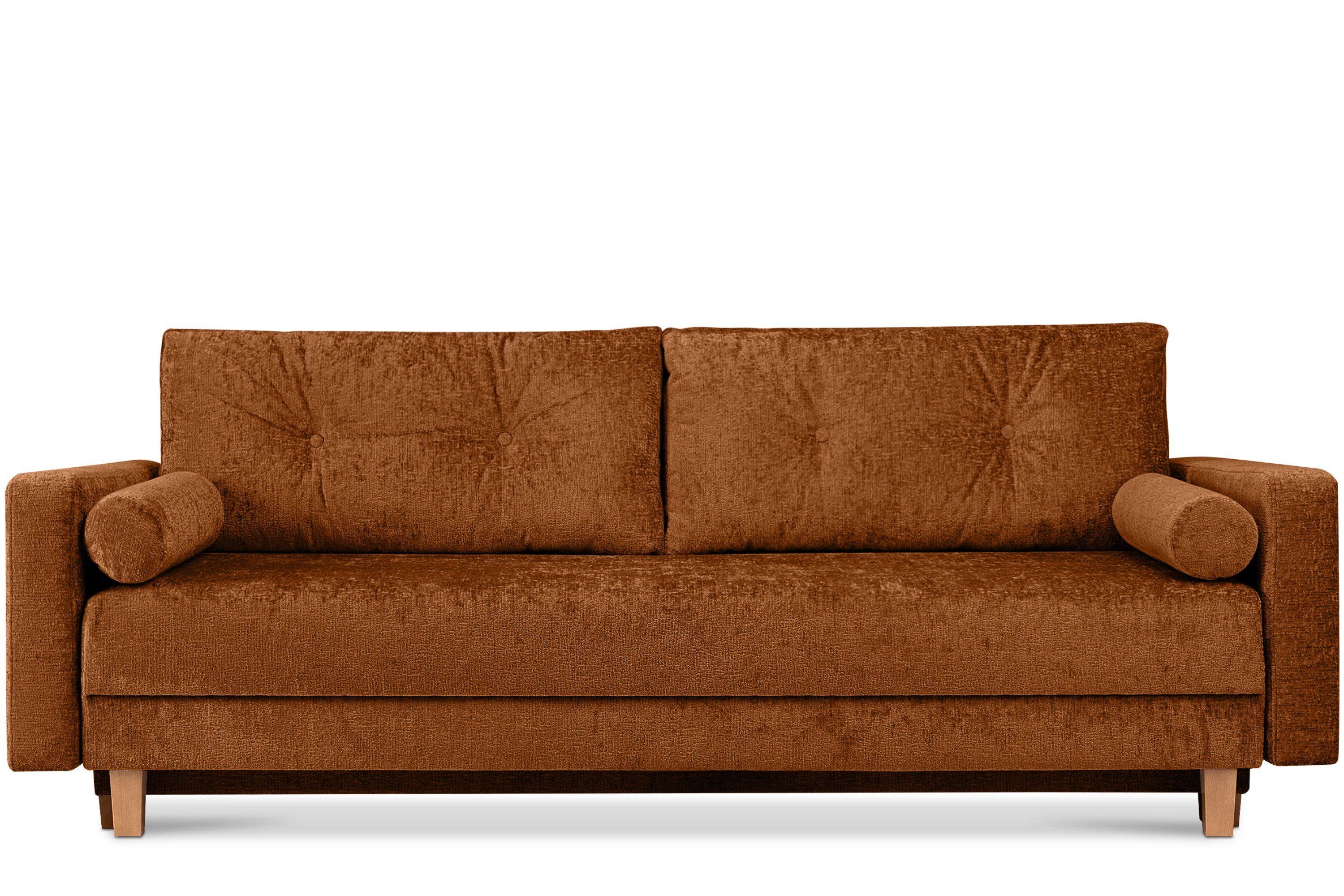 Konsimo Schlafsofa ERISO Sofa 3-Personen, mit Schlaffunktion 196x150 Liegfläche cm, Chenille-Oberstoff