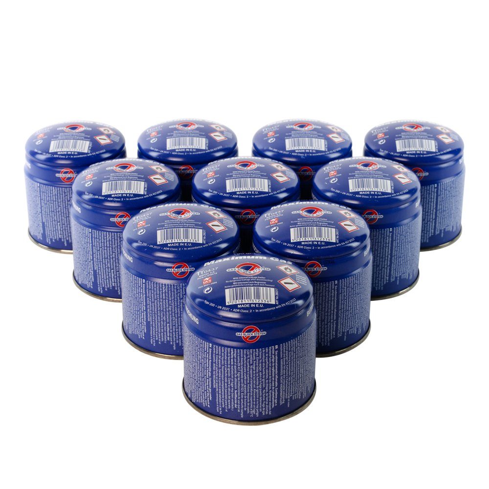 MaXimum Camping-Gas 10 x 190gr Butangaskartusche: Sicher, Zertifiziert & Ideal für Outdoor, Stechkartusche mit Leckbegrenzer