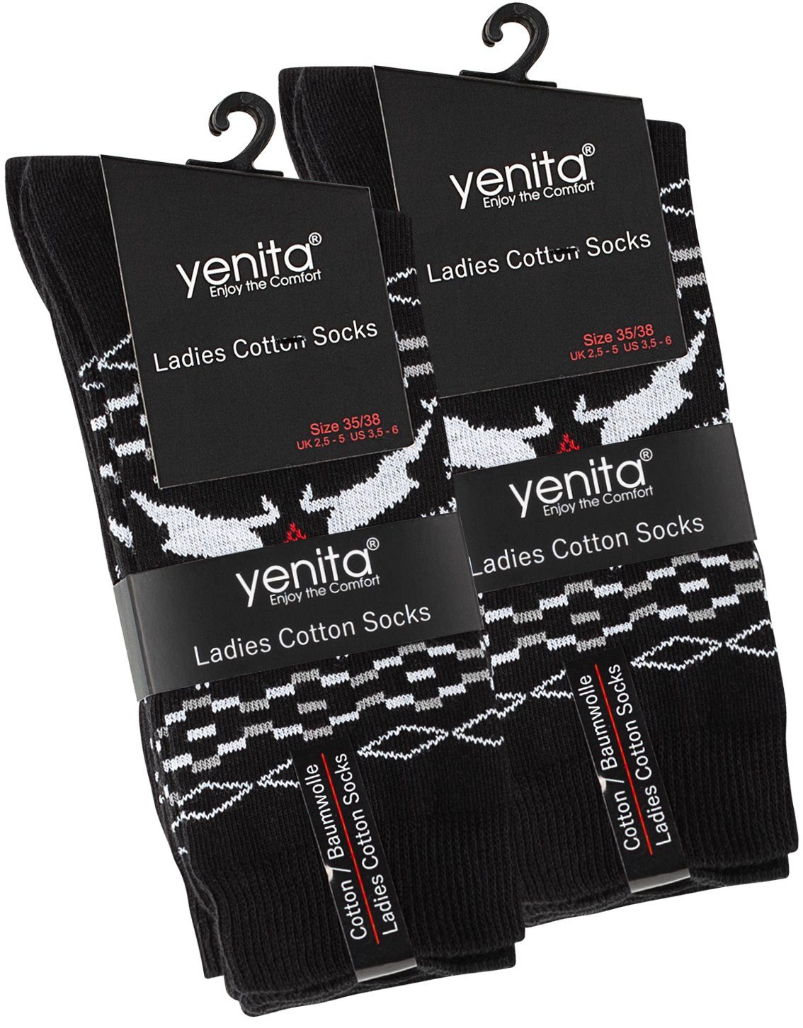 in (6-Paar) mit Norwegermuster angenehmer Baumwollqualität Socken Yenita®