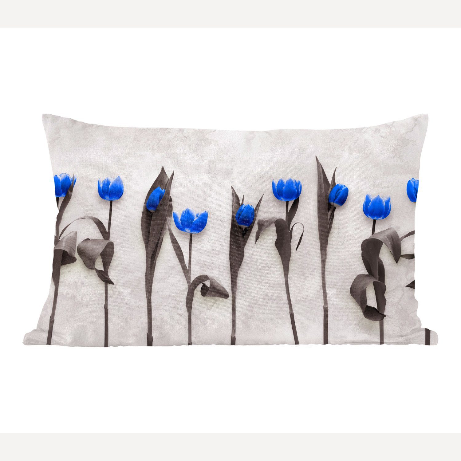 MuchoWow Dekokissen Blumen - Tulpen - Blau, Wohzimmer Dekoration, Zierkissen, Dekokissen mit Füllung, Schlafzimmer