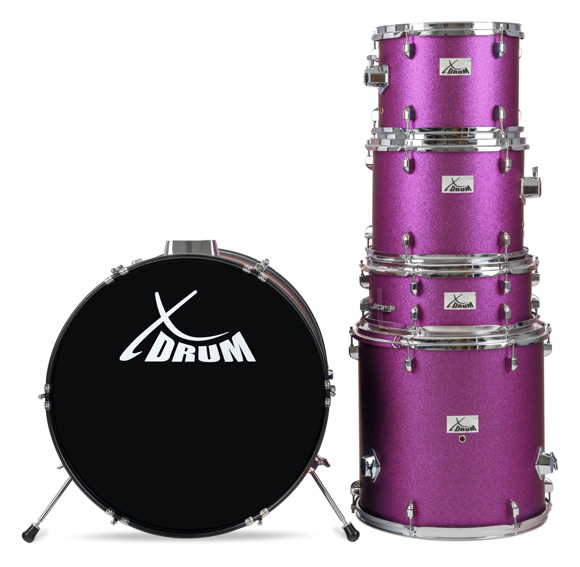 XDrum Schlagzeug Semi 22" Standard,Komplettes Drumset, inkl. Hocker, Drumsticks, Galgenständer & Crash Becken, Kesselgrößen: 22", 12", 13", 16", 14" Snare