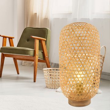 etc-shop Kugelleuchte, Leuchtmittel nicht inklusive, Schreib Nach Tisch Leuchte Wohn Ess Zimmer Beistell Beleuchtung Bambus